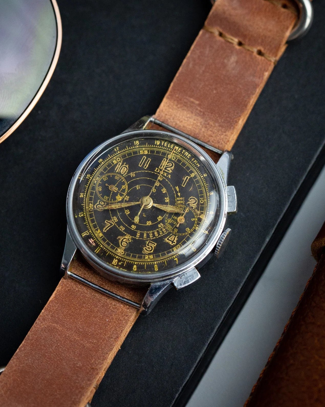 Vintage Military Chronograph "Doxa Aviator" Watch, Valjoux Cal.22 Movement - VintageDuMarko
