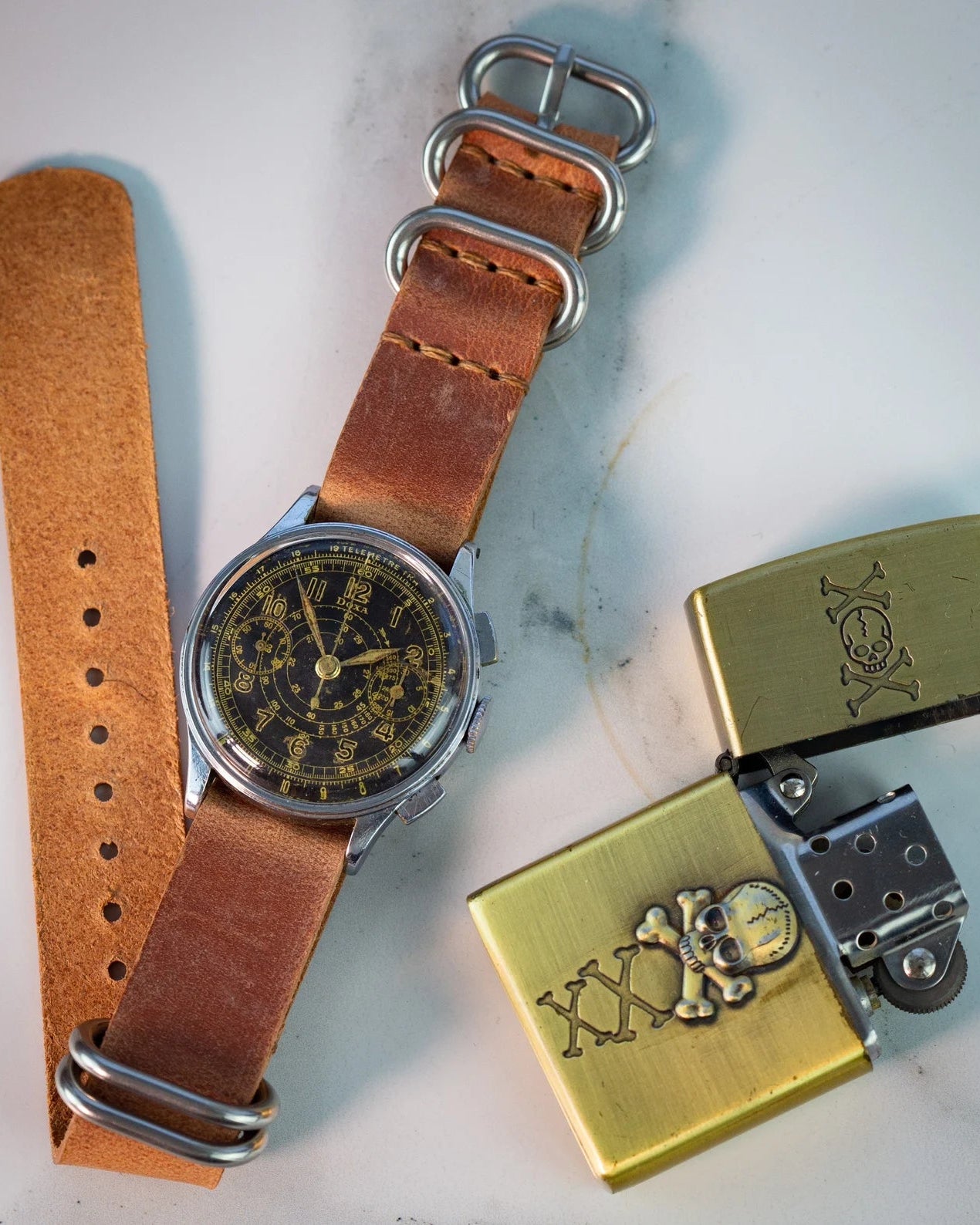 Vintage Military Chronograph "Doxa Aviator" Watch, Valjoux Cal.22 Movement - VintageDuMarko