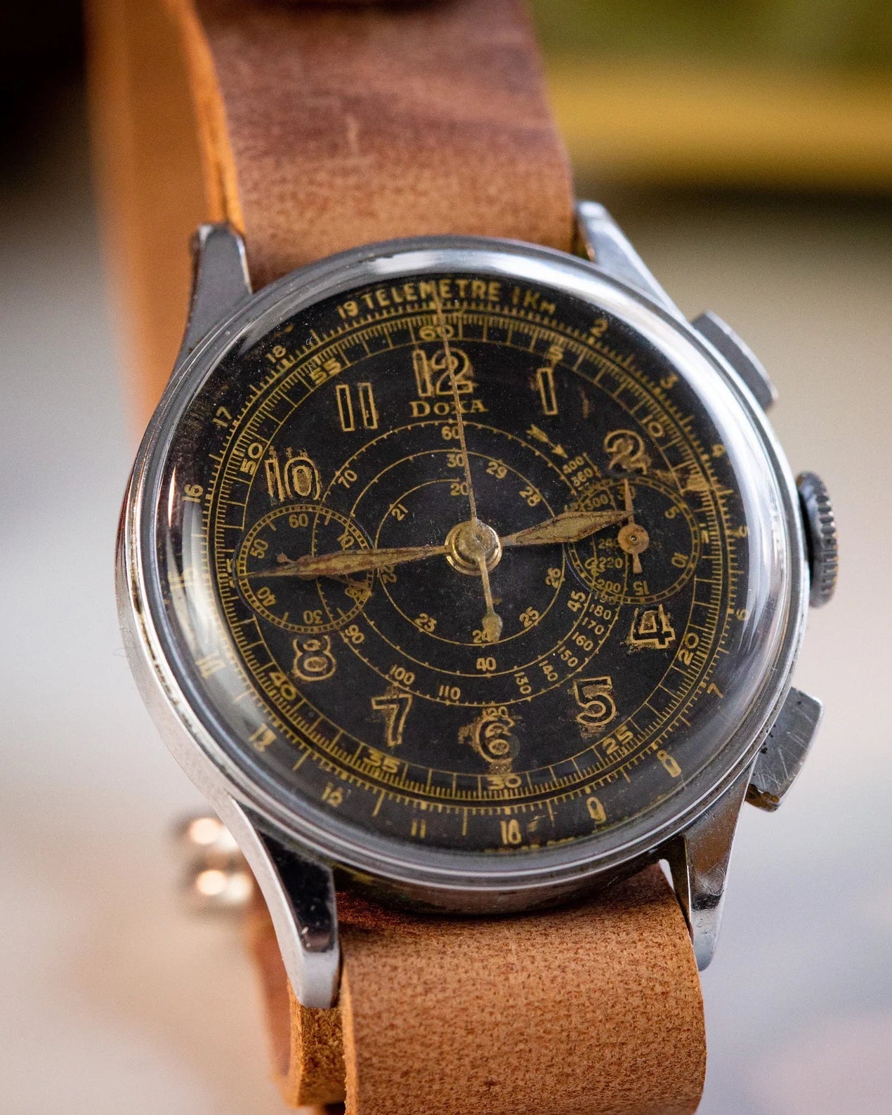 Vintage Military Chronograph "Doxa Aviator" Watch, Valjoux Cal.22 Movement - VintageDuMarko