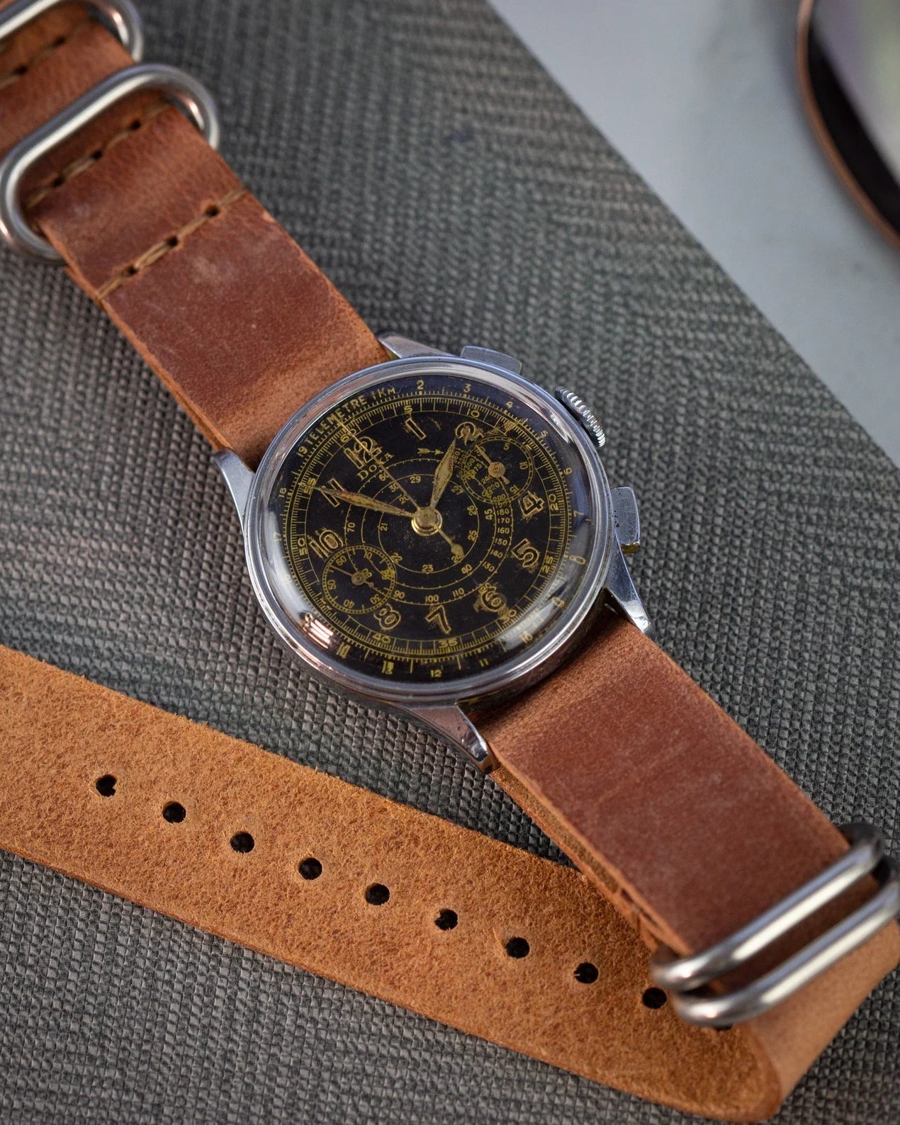 Vintage Military Chronograph "Doxa Aviator" Watch, Valjoux Cal.22 Movement - VintageDuMarko