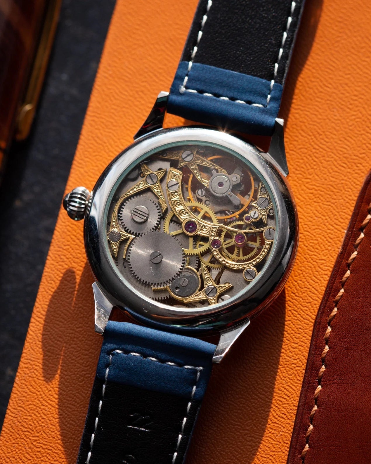 Vintage "Molnija Space" Watch with 925 Silver Dial, Skeleton watch, Rare Сustom Hand Carved Watch for Men - VintageDuMarko