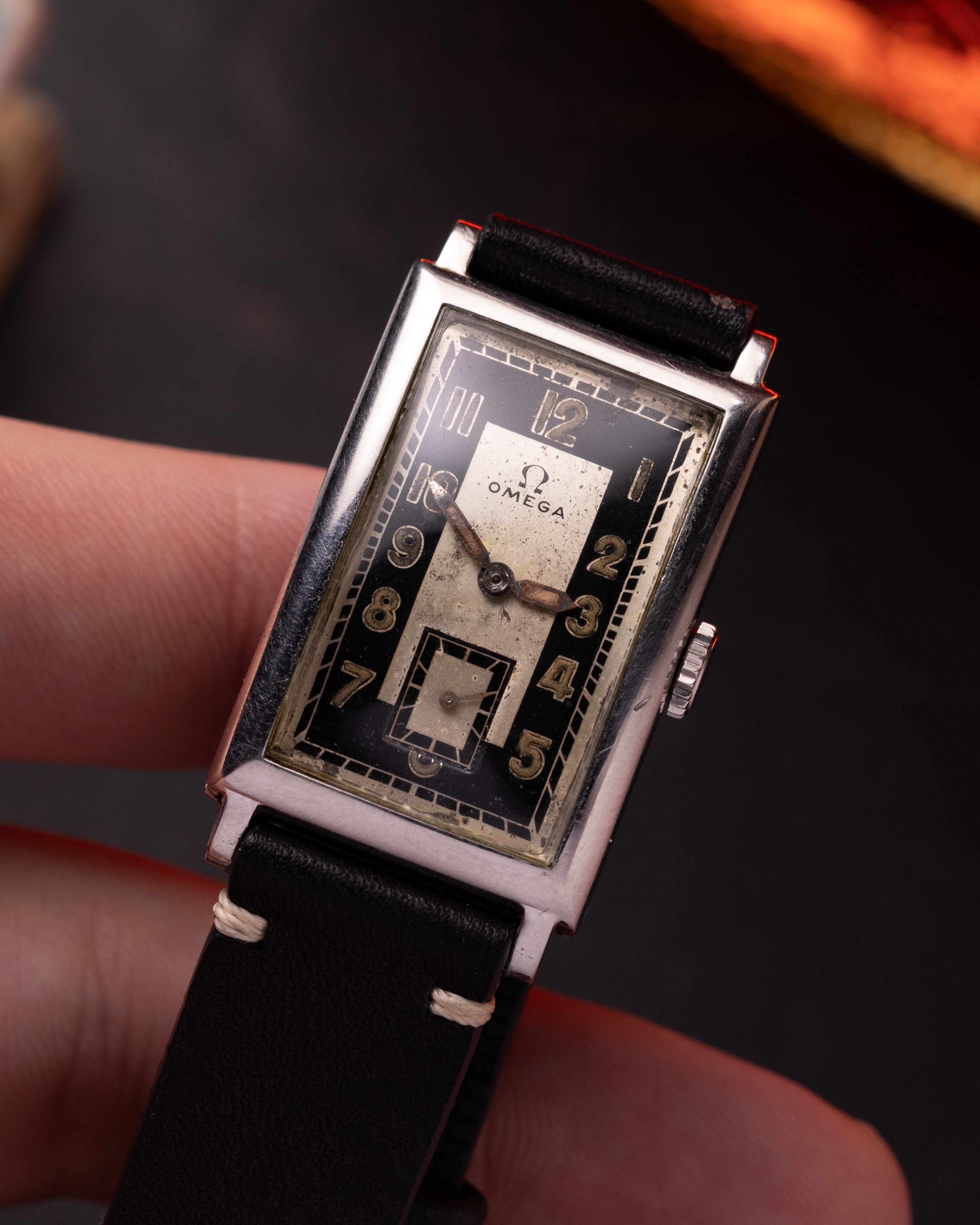 Vintage "Omega" Steel Tank from 1940s, Two tone dial - VintageDuMarko