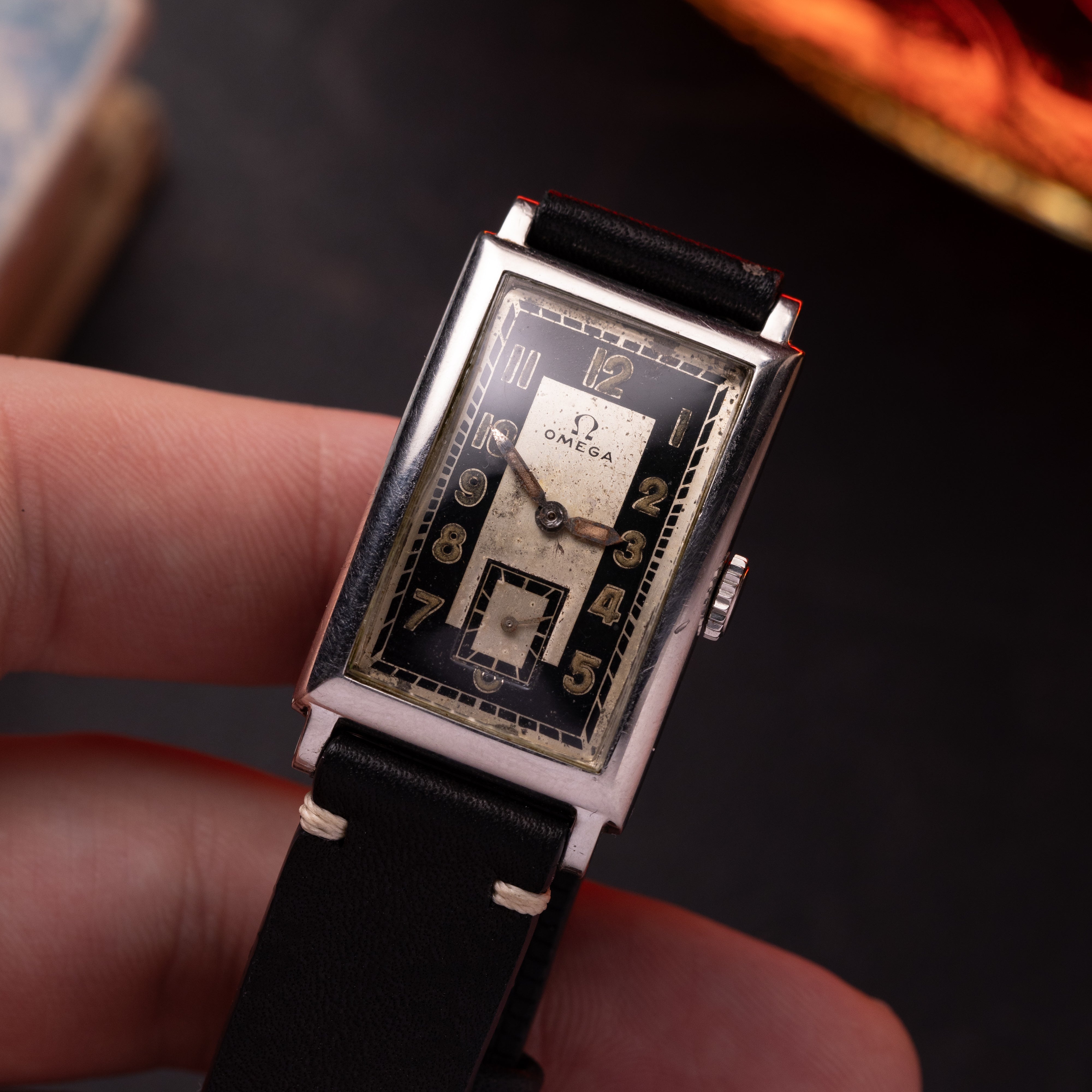 Vintage "Omega" Steel Tank from 1940s, Two tone dial - VintageDuMarko