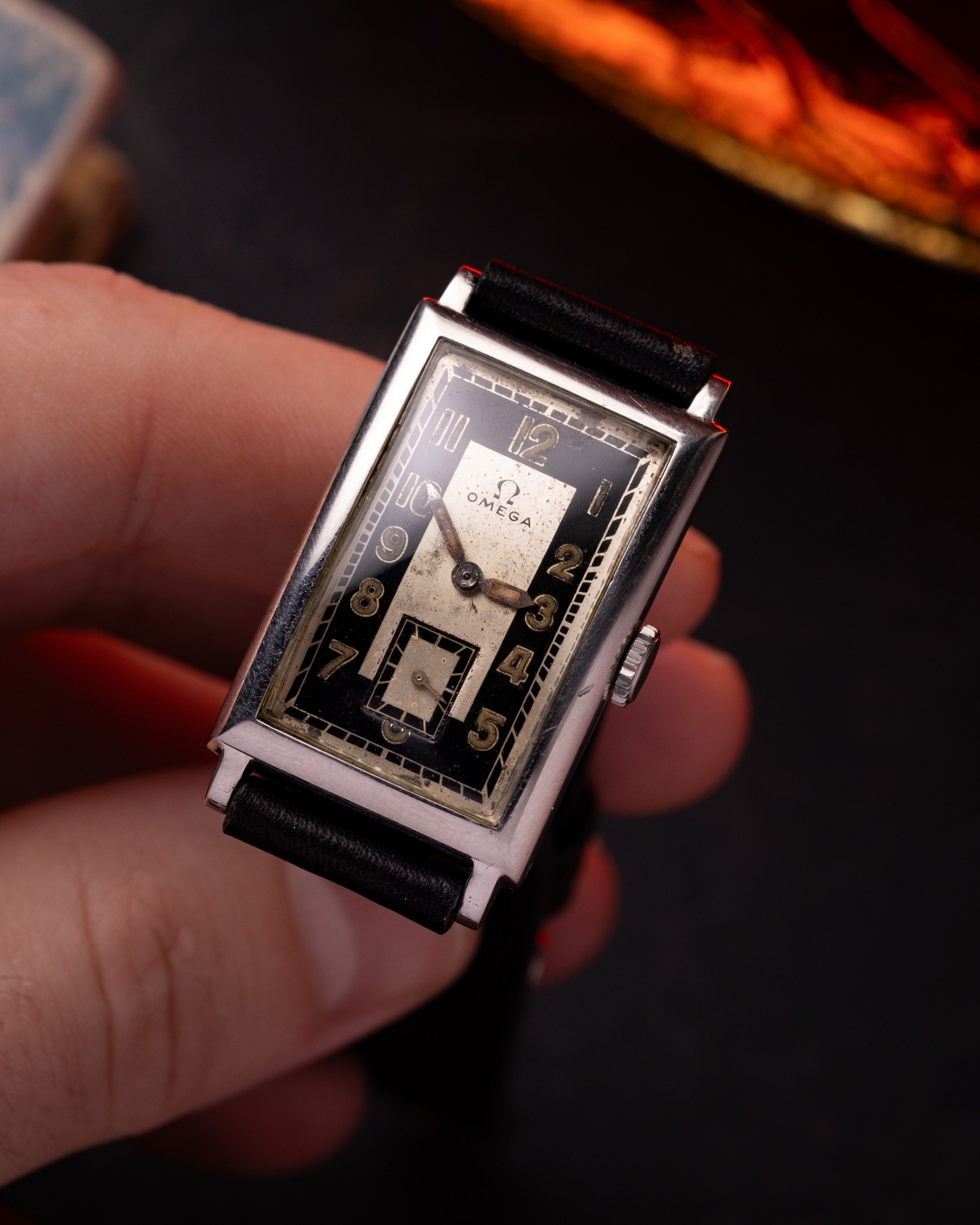 Vintage "Omega" Steel Tank from 1940s, Two tone dial - VintageDuMarko