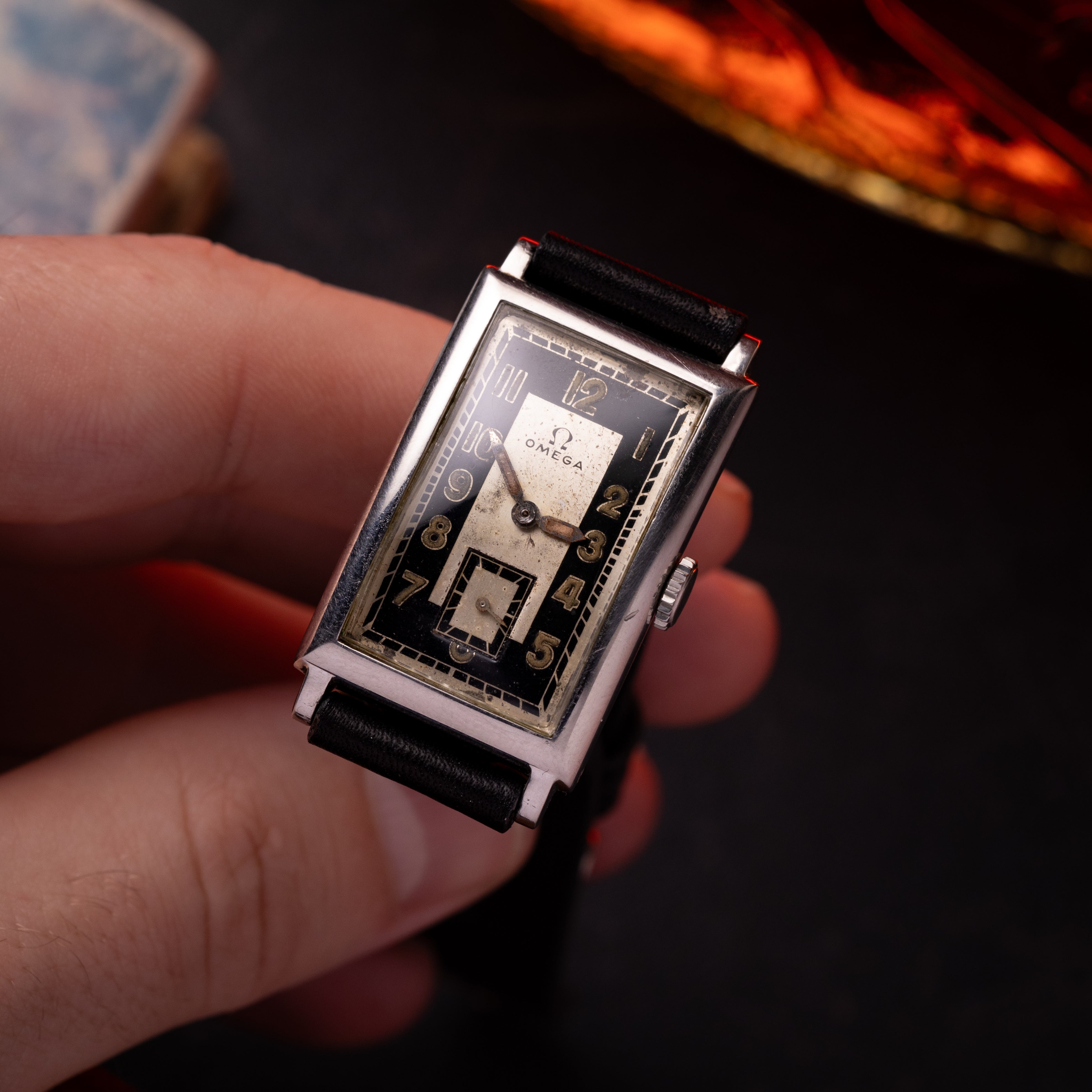 Vintage "Omega" Steel Tank from 1940s, Two tone dial - VintageDuMarko