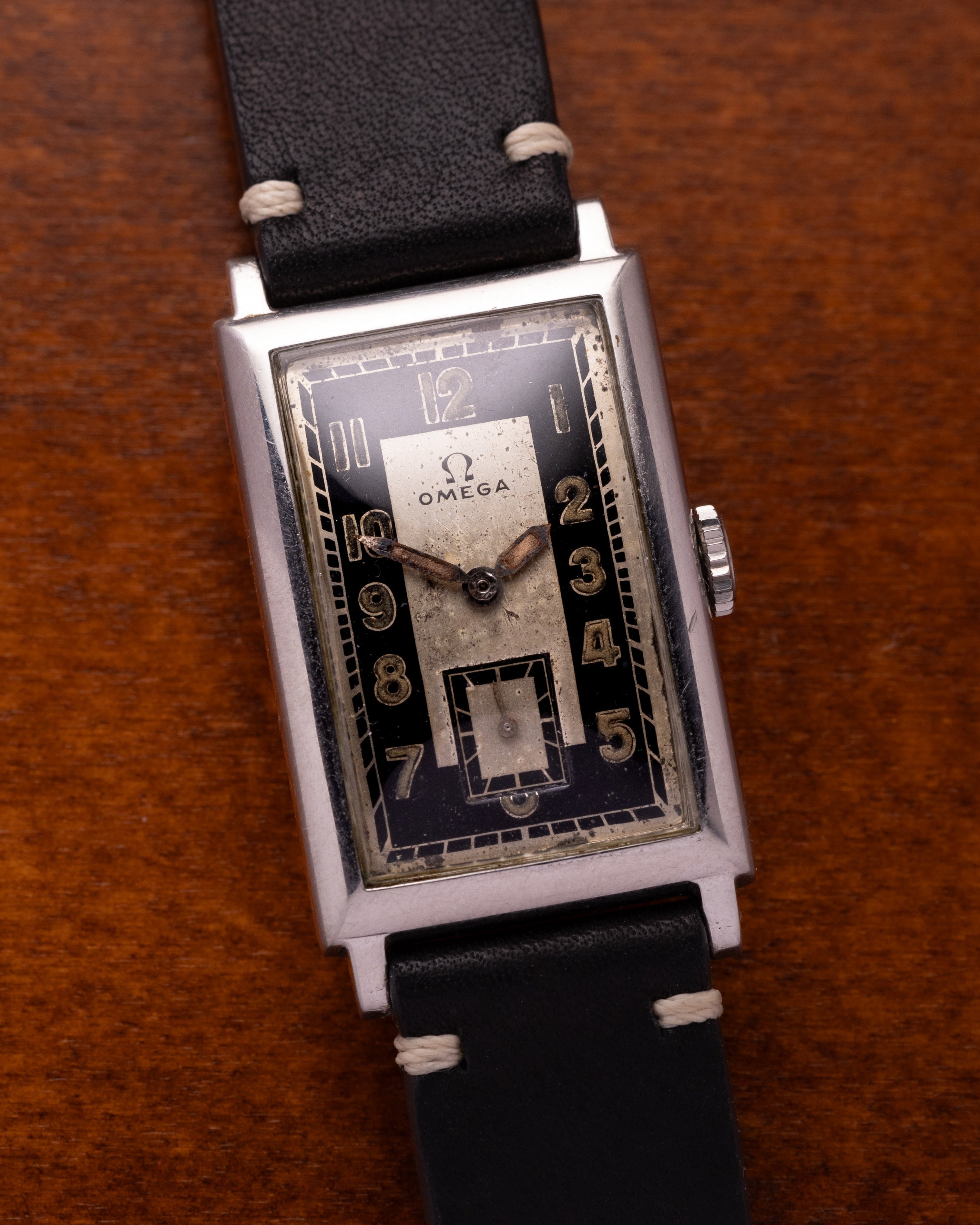 Vintage "Omega" Steel Tank from 1940s, Two tone dial - VintageDuMarko