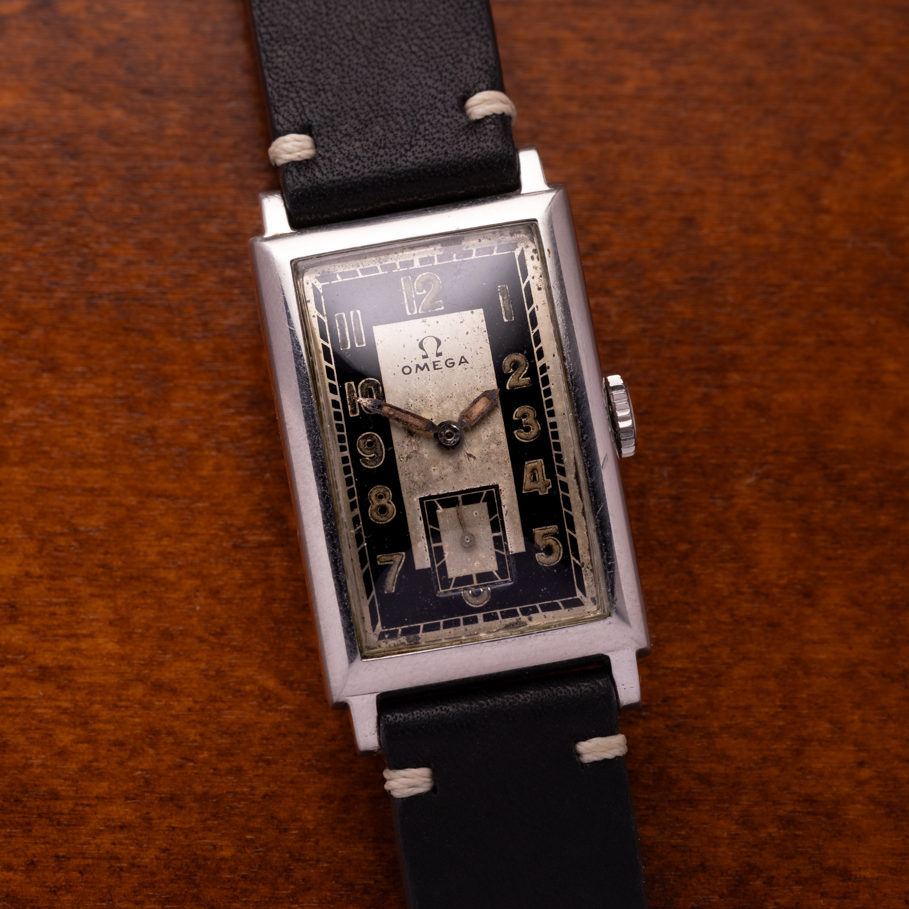 Vintage "Omega" Steel Tank from 1940s, Two tone dial - VintageDuMarko