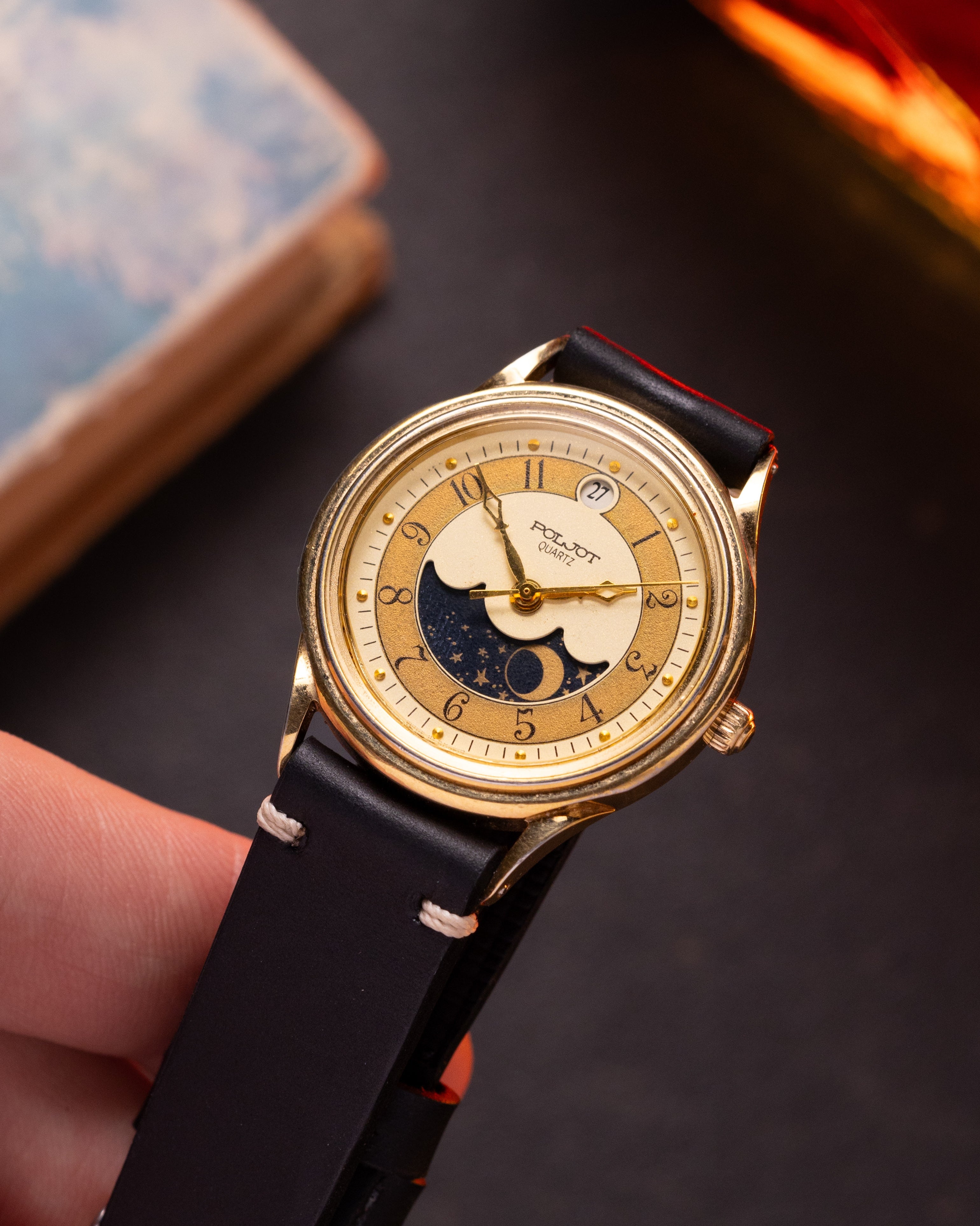 Vintage Poljot Moon and Sun Phases Watch, Quartz USSR Unisex Watch - VintageDuMarko
