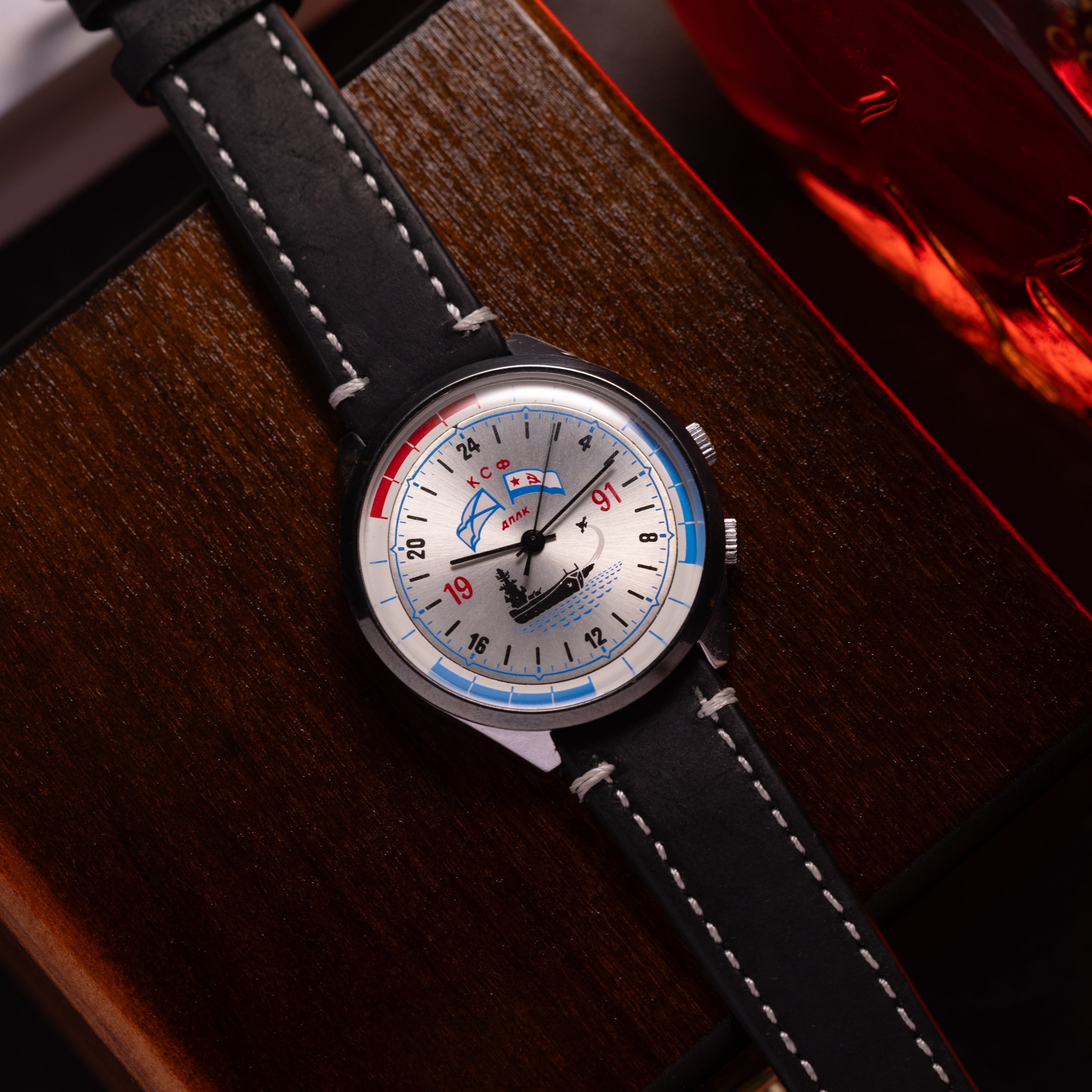 Vintage Rare Soviet "Raketa 24 Hours KSF" Watch, Mechanical 24h Format - VintageDuMarko