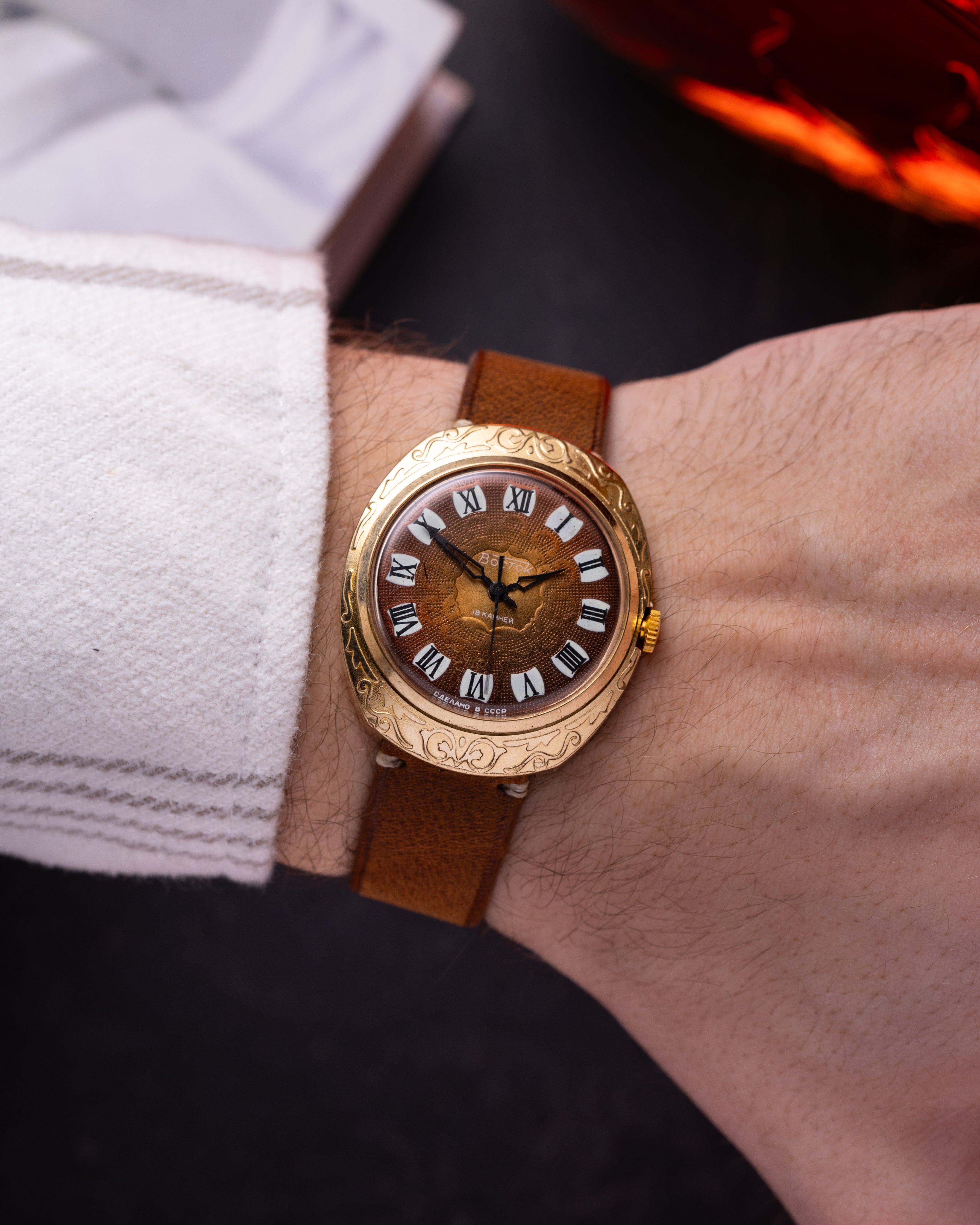 Vintage Soviet "Wostok Groom", Golden Engraved Watch - VintageDuMarko