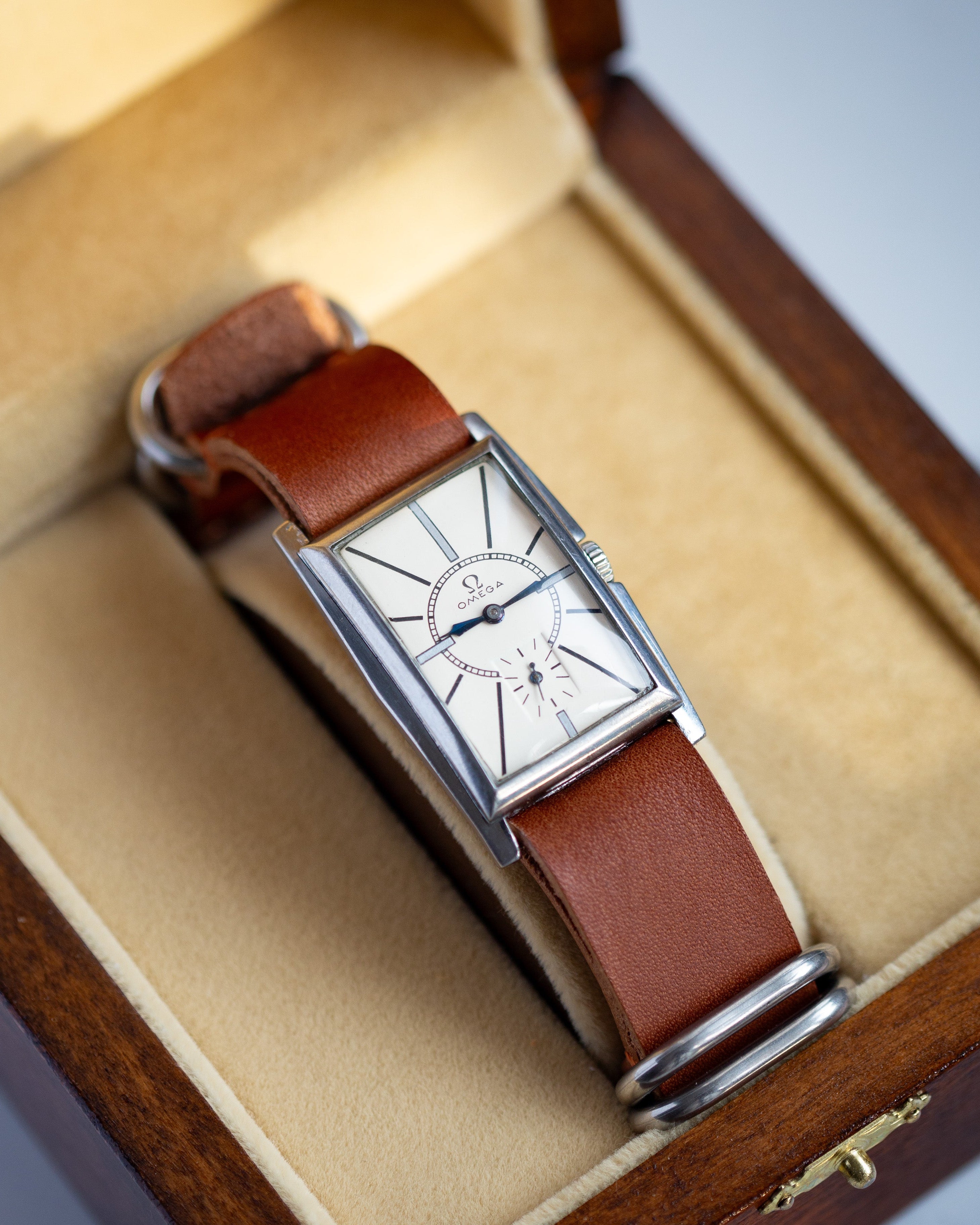 Vintage Square Watch "Omega" in Tank Style, Rare Swiss Watches - VintageDuMarko