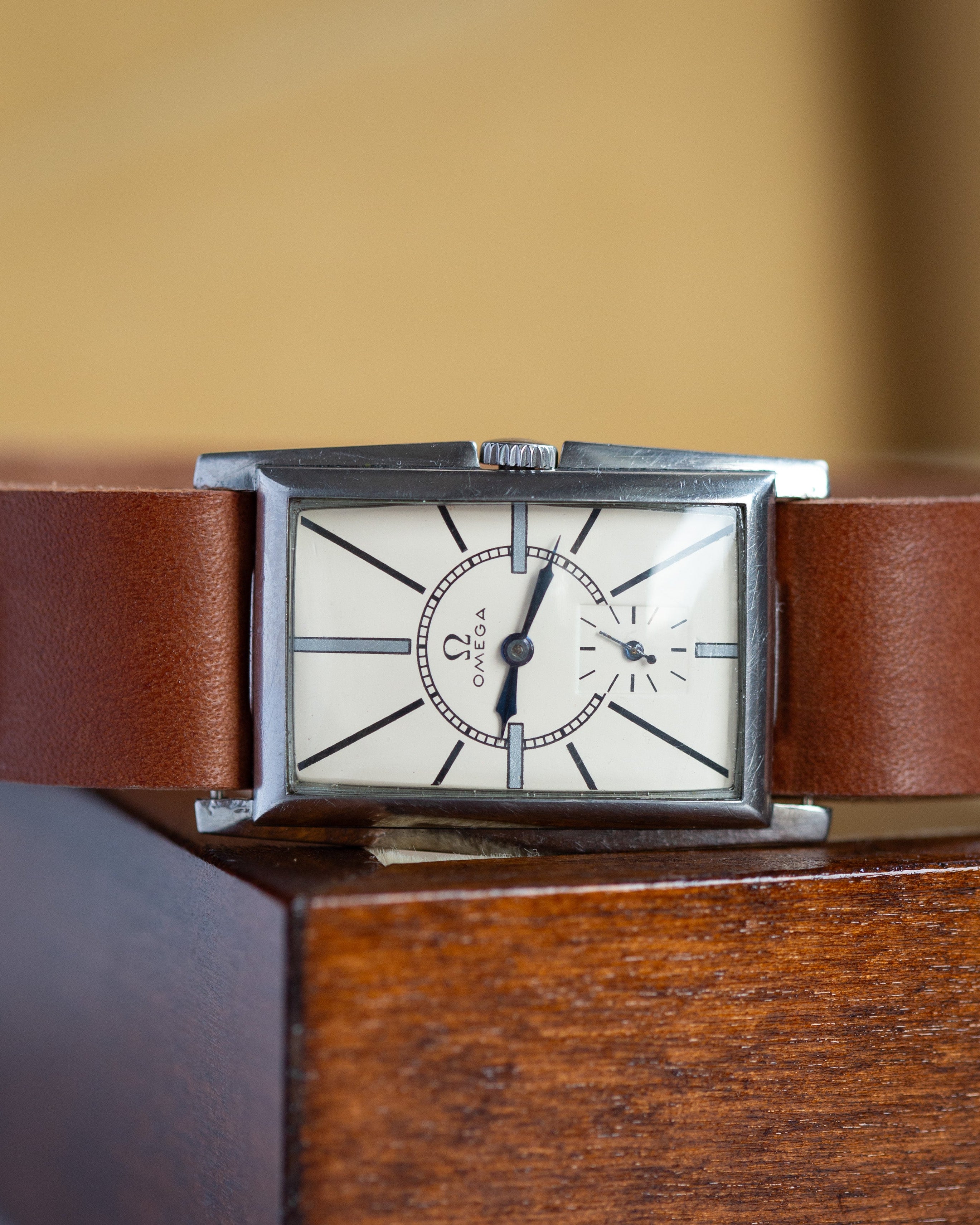 Vintage Square Watch "Omega" in Tank Style, Rare Swiss Watches - VintageDuMarko