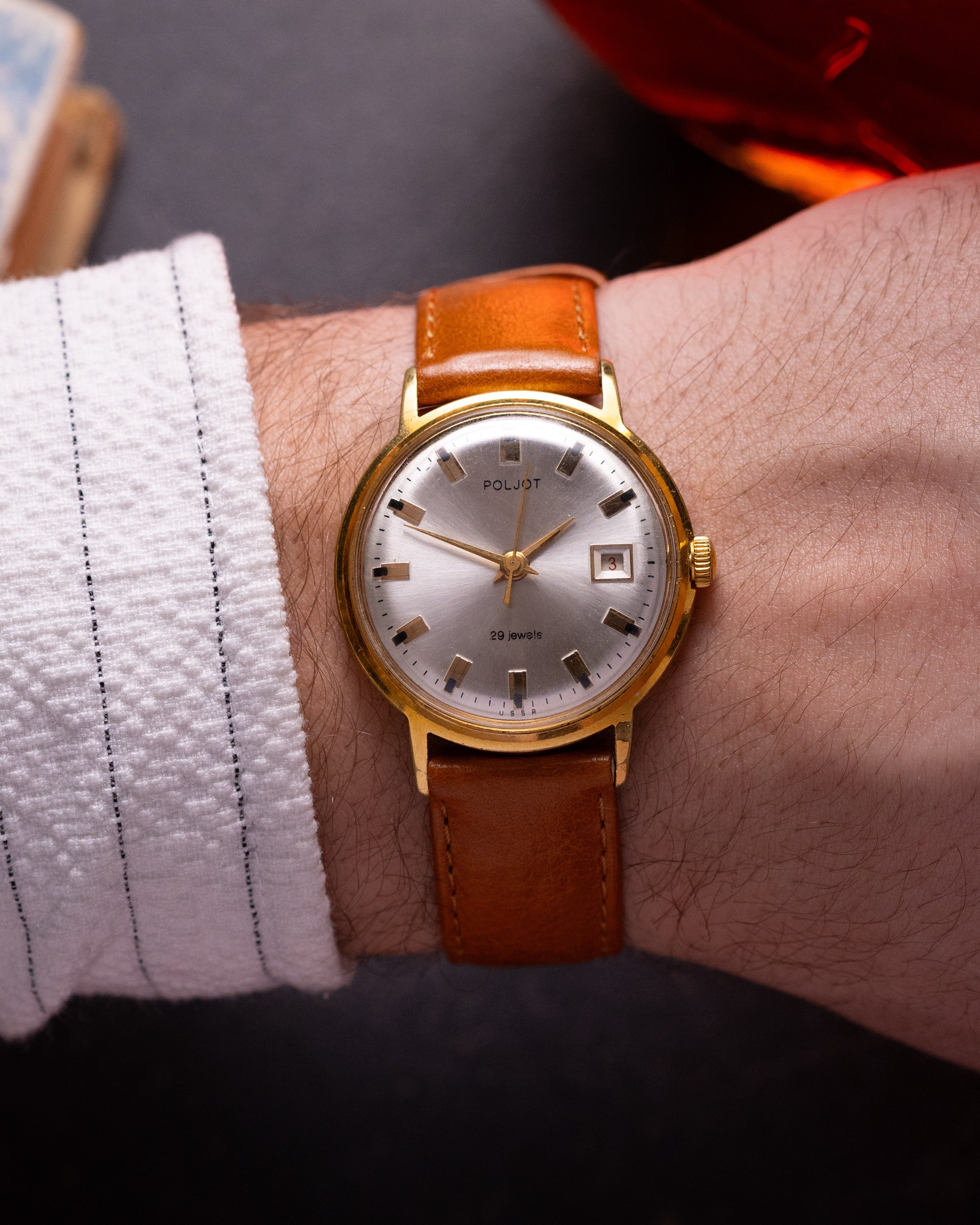 Vintage Thin Watch "Poljot De Luxe", Rare Original Soviet Movement - VintageDuMarko