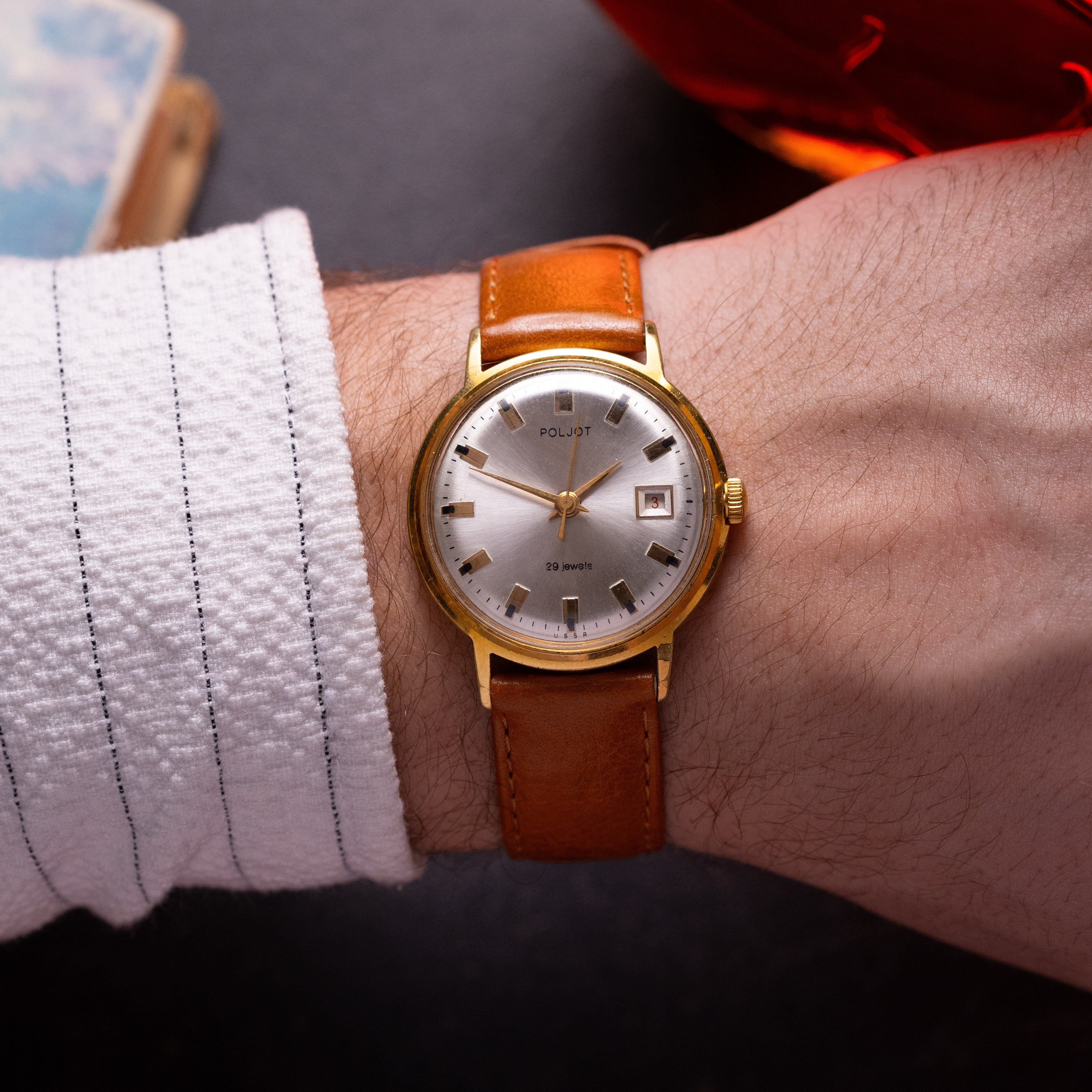 Vintage Thin Watch "Poljot De Luxe", Rare Original Soviet Movement - VintageDuMarko