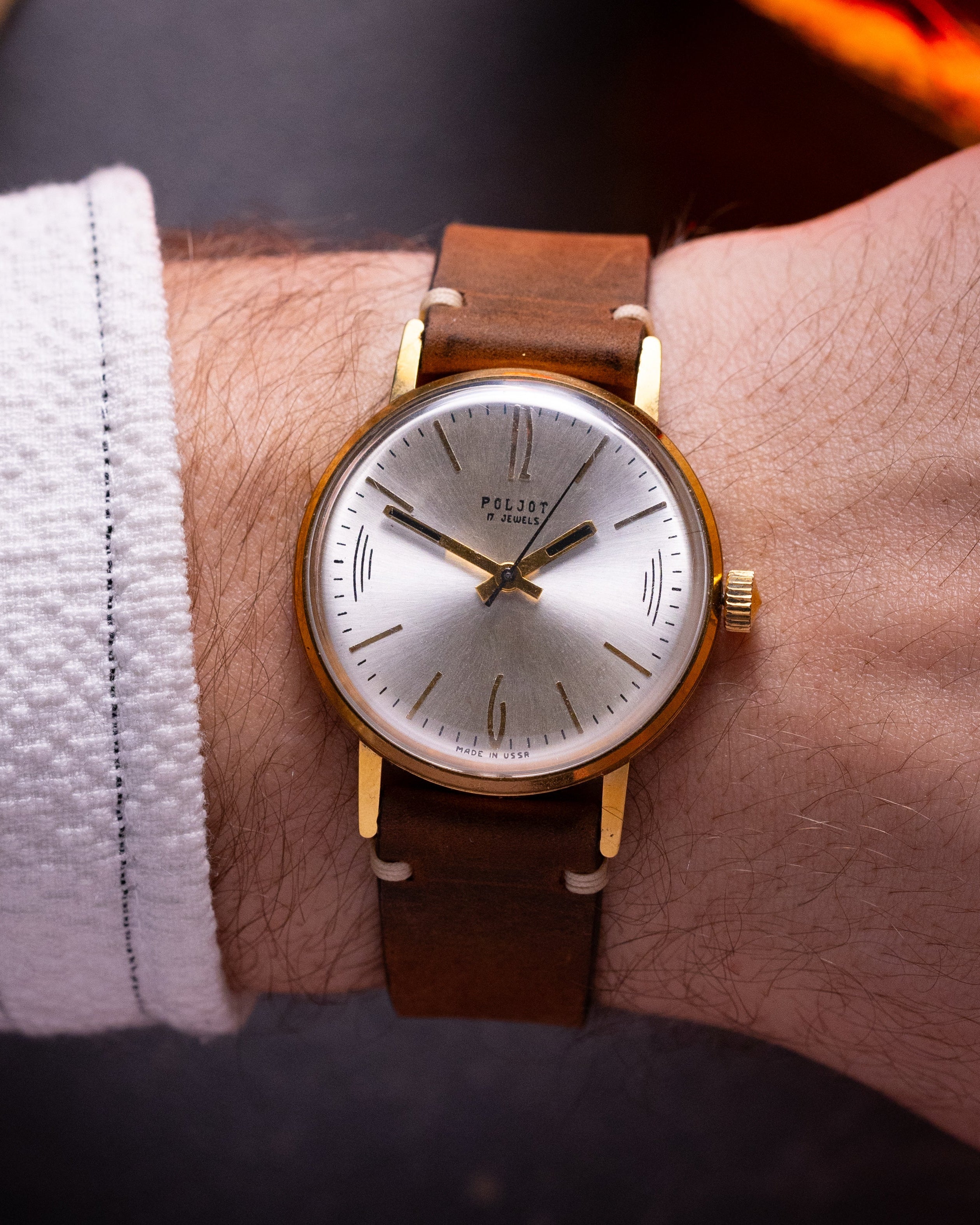 Vintage Thin Watch "Poljot De Luxe", Rare Original Soviet Movement - VintageDuMarko