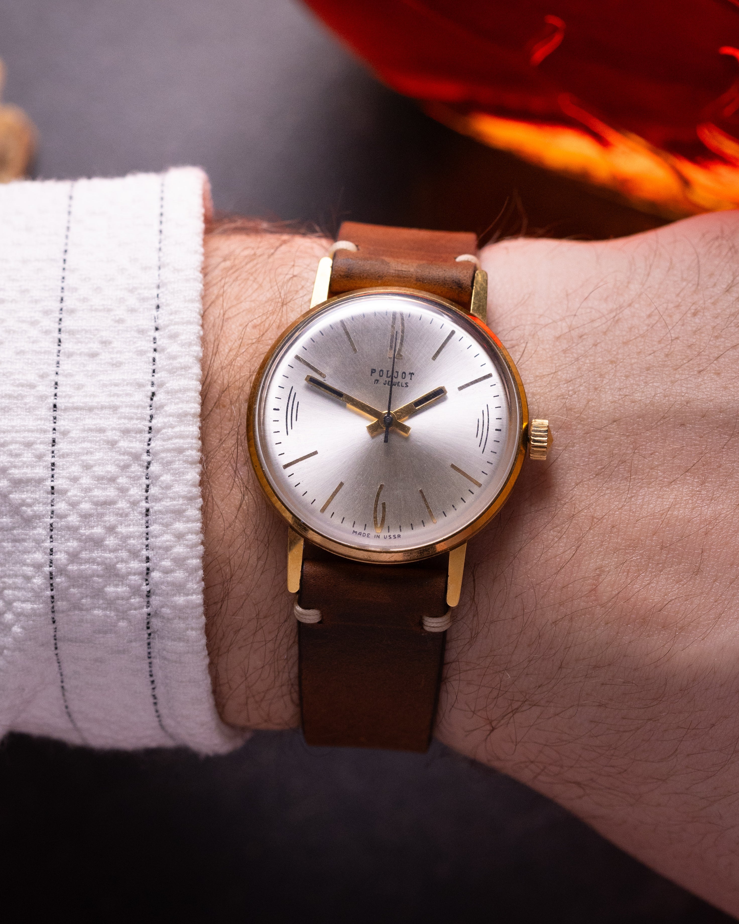 Vintage Thin Watch "Poljot De Luxe", Rare Original Soviet Movement - VintageDuMarko