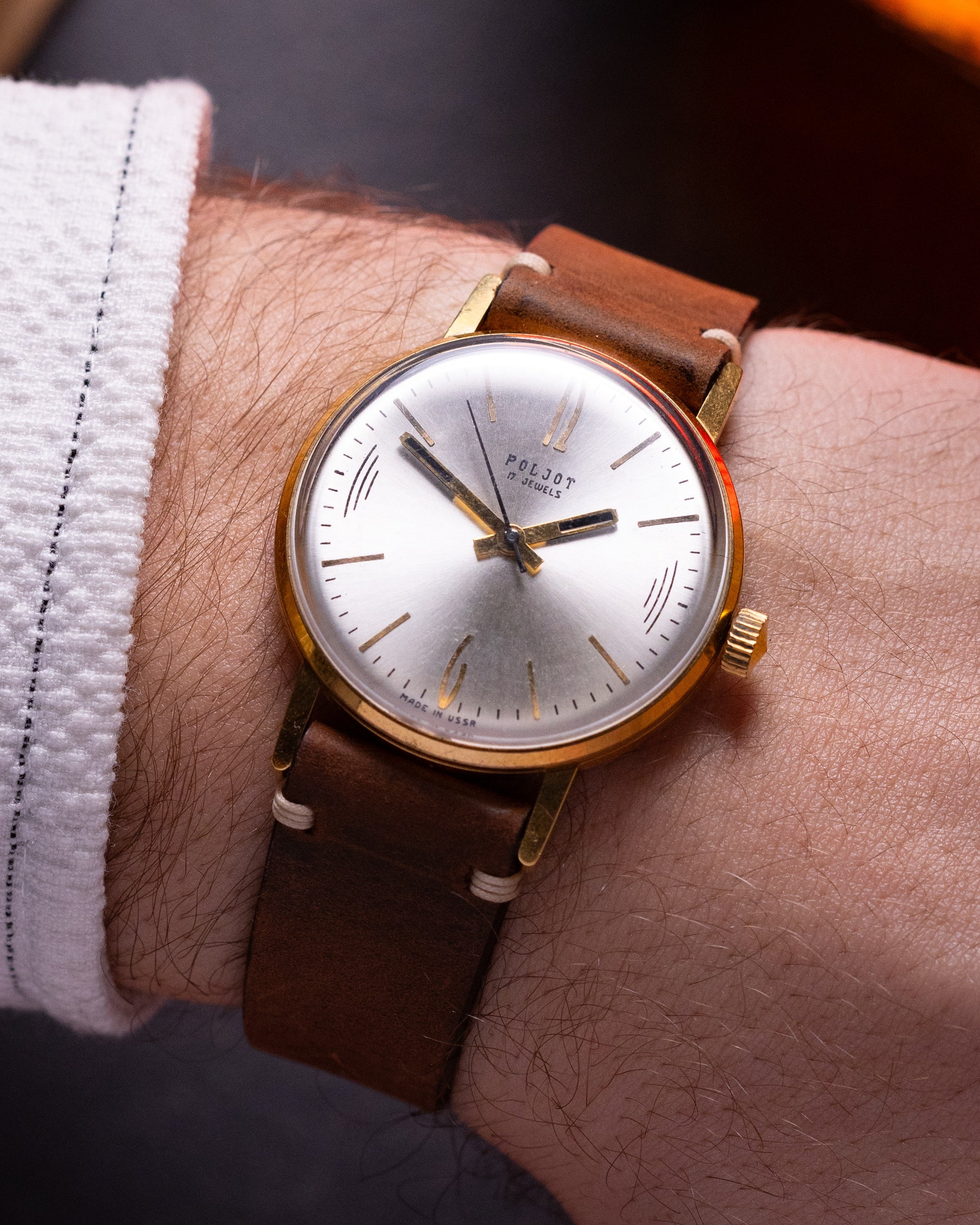 Vintage Thin Watch "Poljot De Luxe", Rare Original Soviet Movement - VintageDuMarko