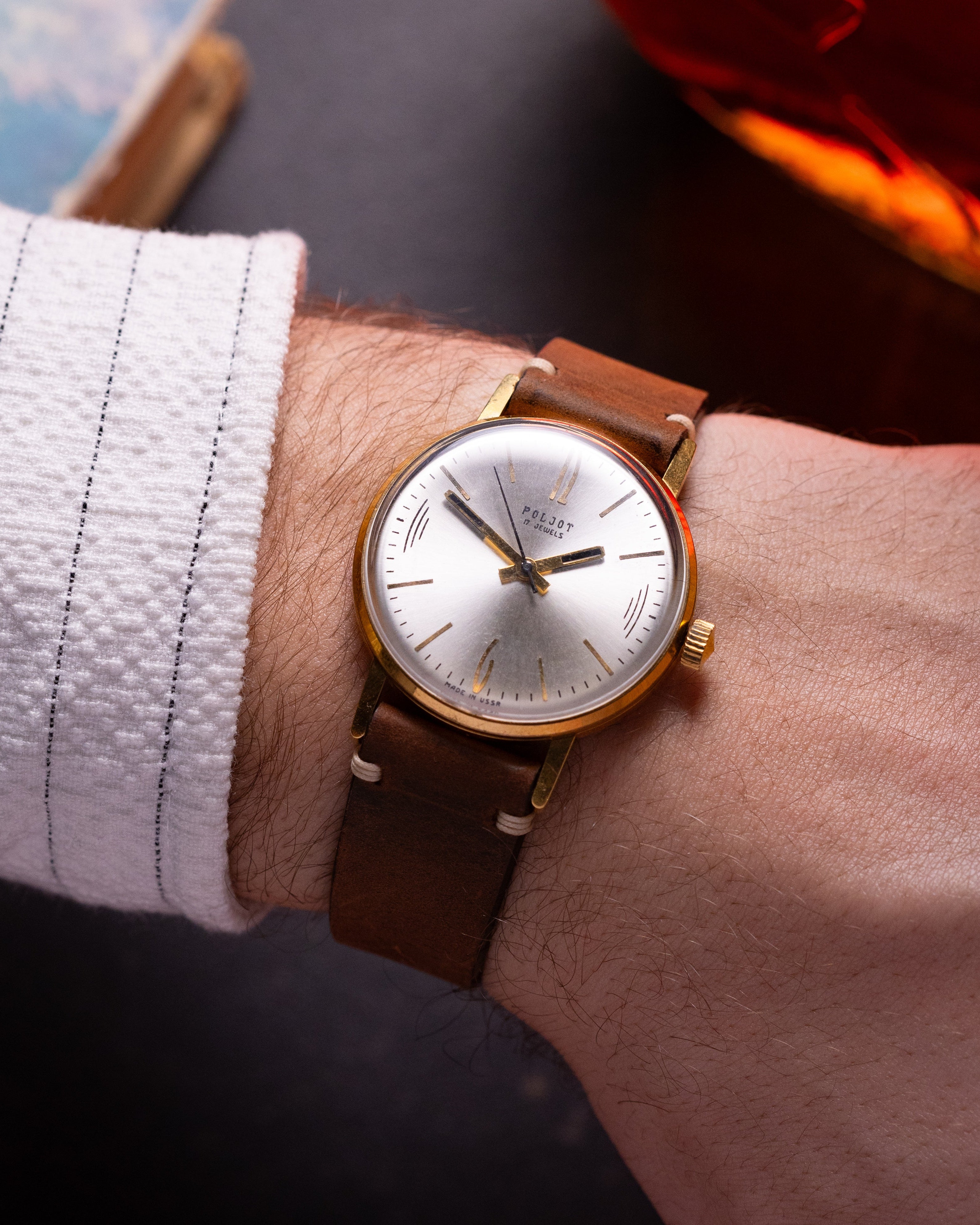 Vintage Thin Watch "Poljot De Luxe", Rare Original Soviet Movement - VintageDuMarko