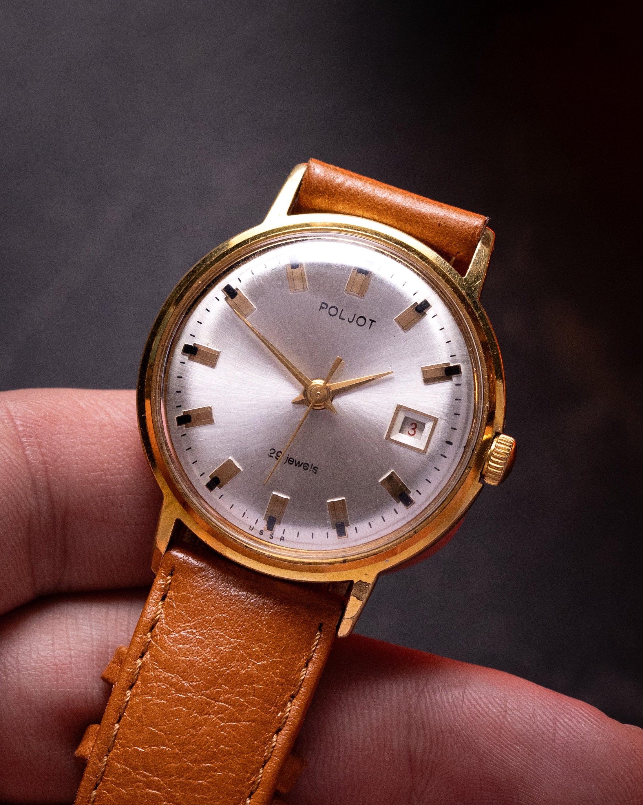 Vintage Thin Watch "Poljot De Luxe", Rare Original Soviet Movement - VintageDuMarko