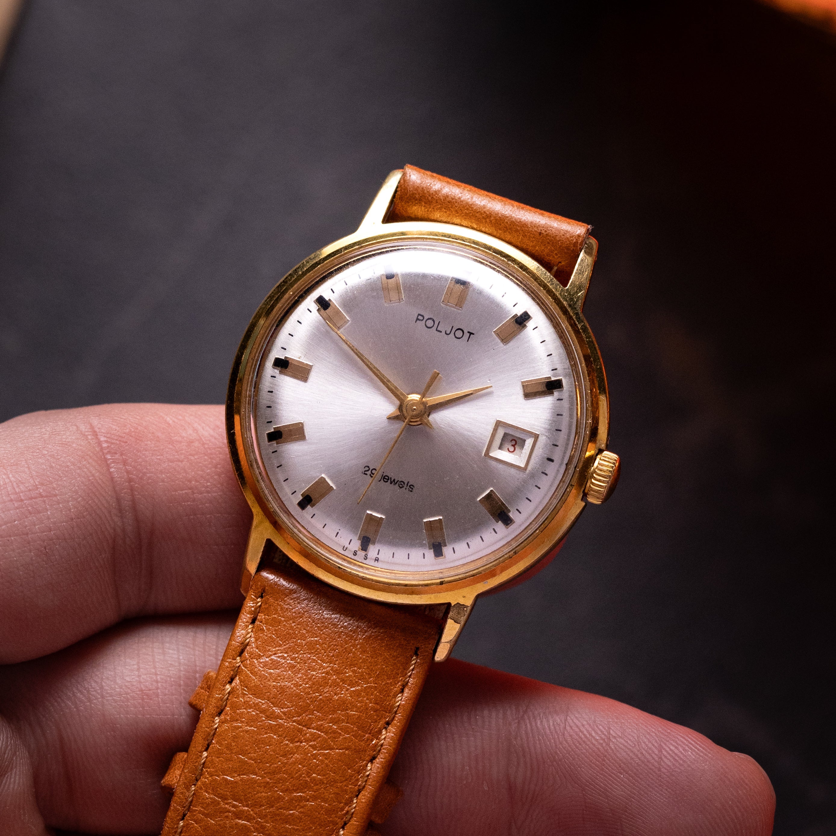 Vintage Thin Watch "Poljot De Luxe", Rare Original Soviet Movement - VintageDuMarko