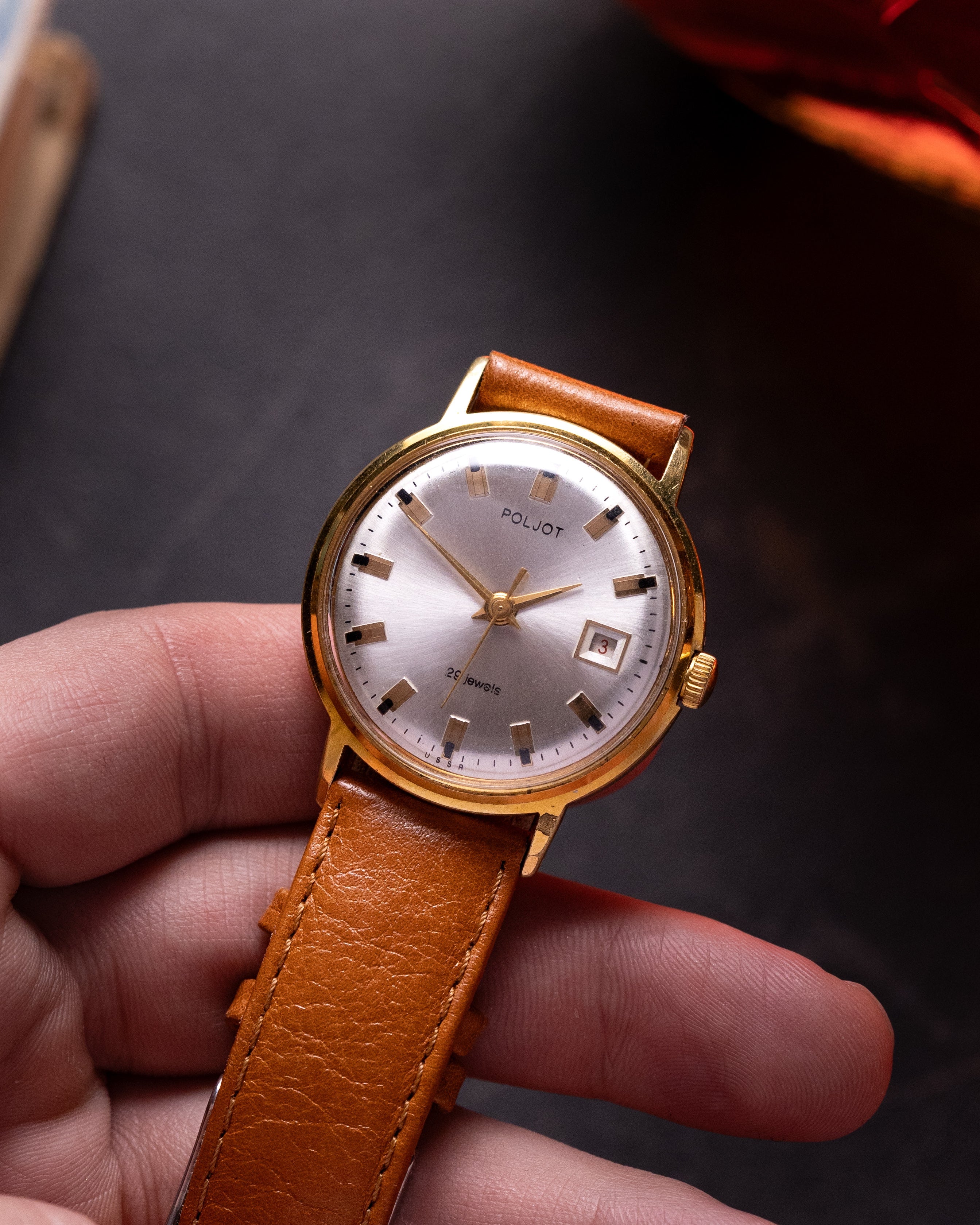 Vintage Thin Watch "Poljot De Luxe", Rare Original Soviet Movement - VintageDuMarko