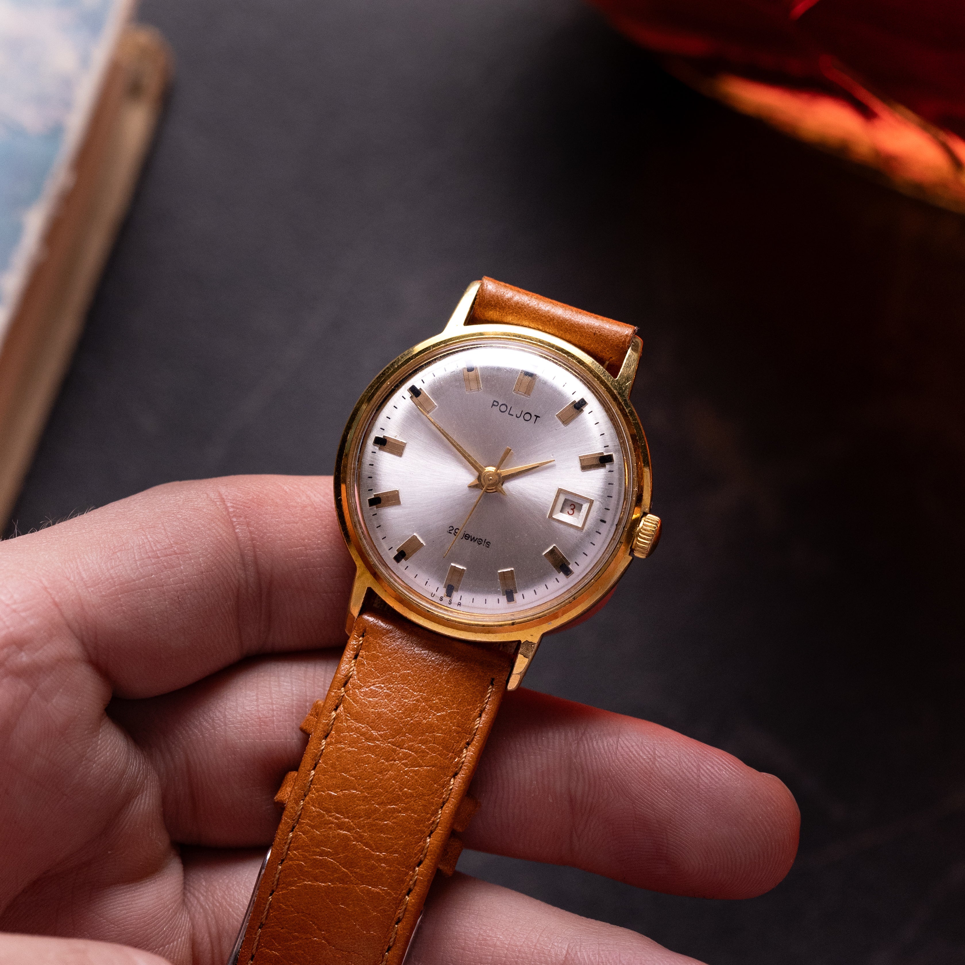 Vintage Thin Watch "Poljot De Luxe", Rare Original Soviet Movement - VintageDuMarko