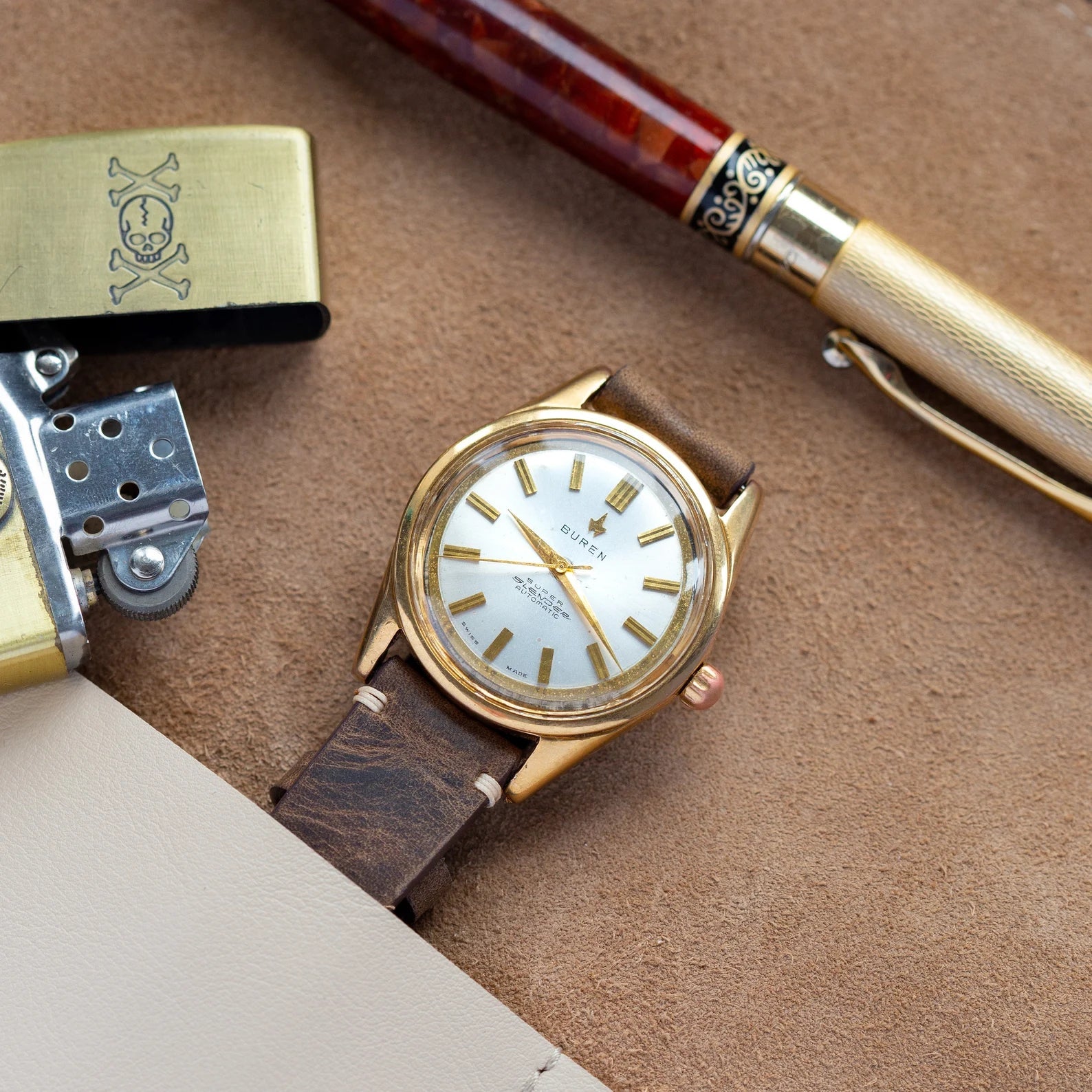 Vintage Watch "Buren", Swiss Automatic Gold Plated Watch - VintageDuMarko