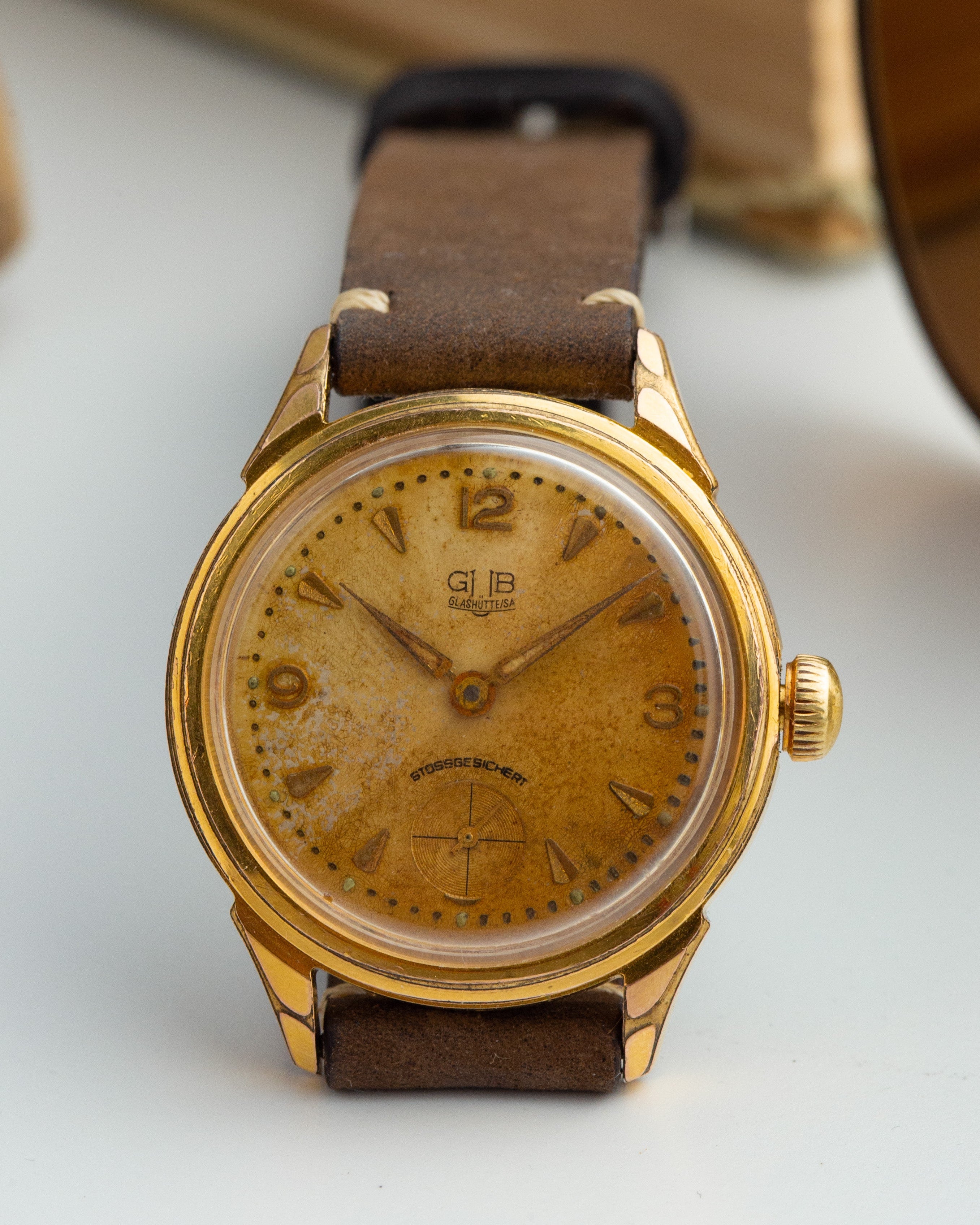 Vintage Watch "GUB Glashutte", German Men's Antique Gold Plated Watch - VintageDuMarko