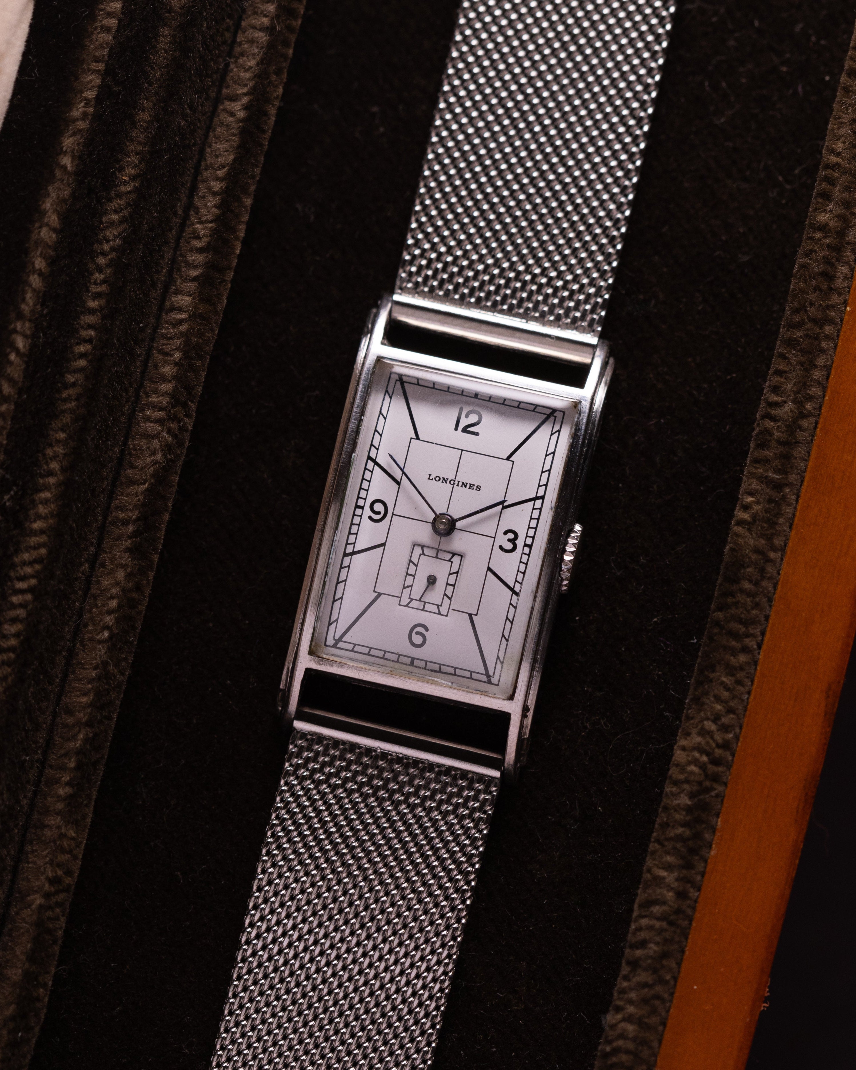 Vintage watch "Longines" Tank Sector dial, Art Deco from 1940s - VintageDuMarko