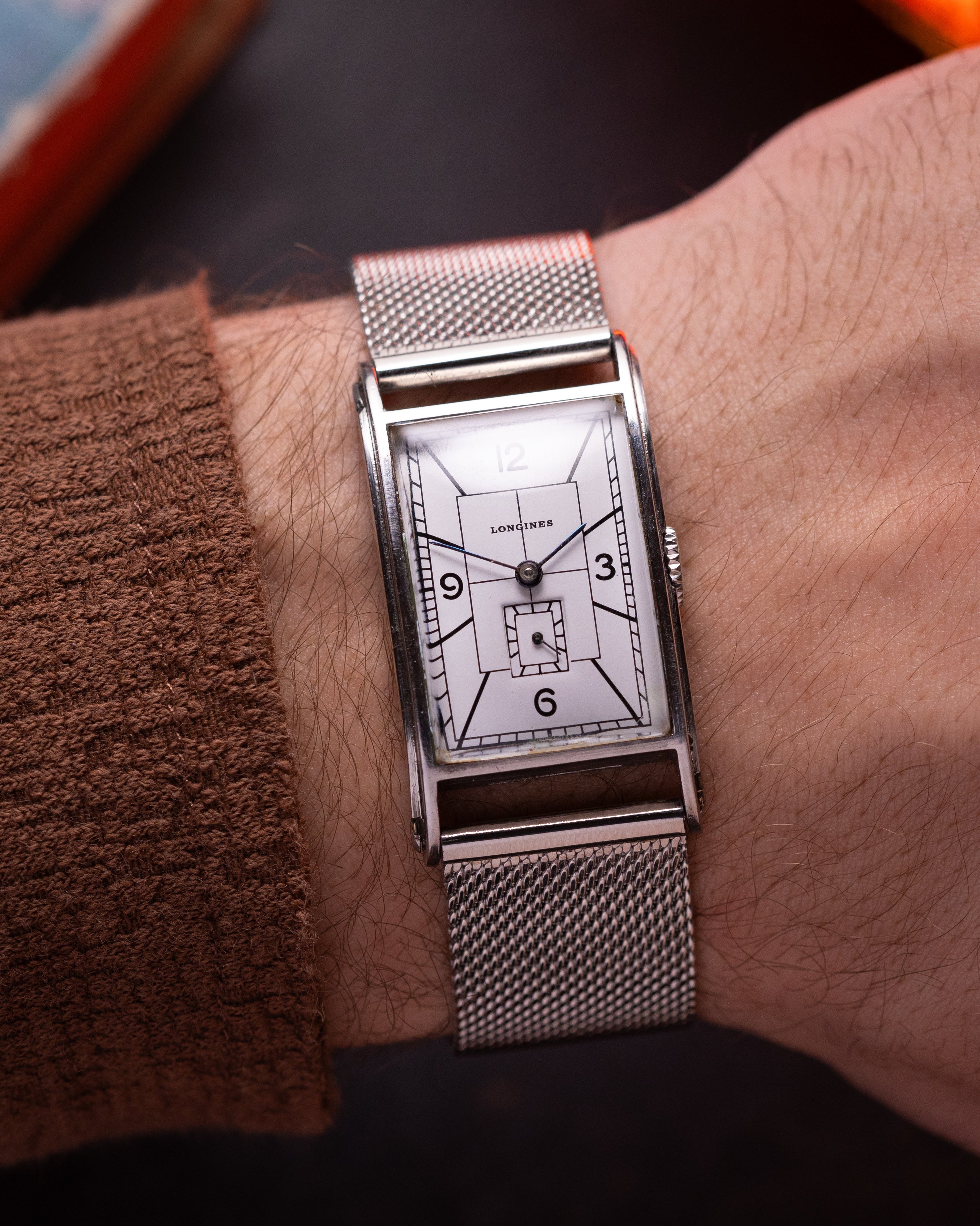 Vintage watch "Longines" Tank Sector dial, Art Deco from 1940s - VintageDuMarko