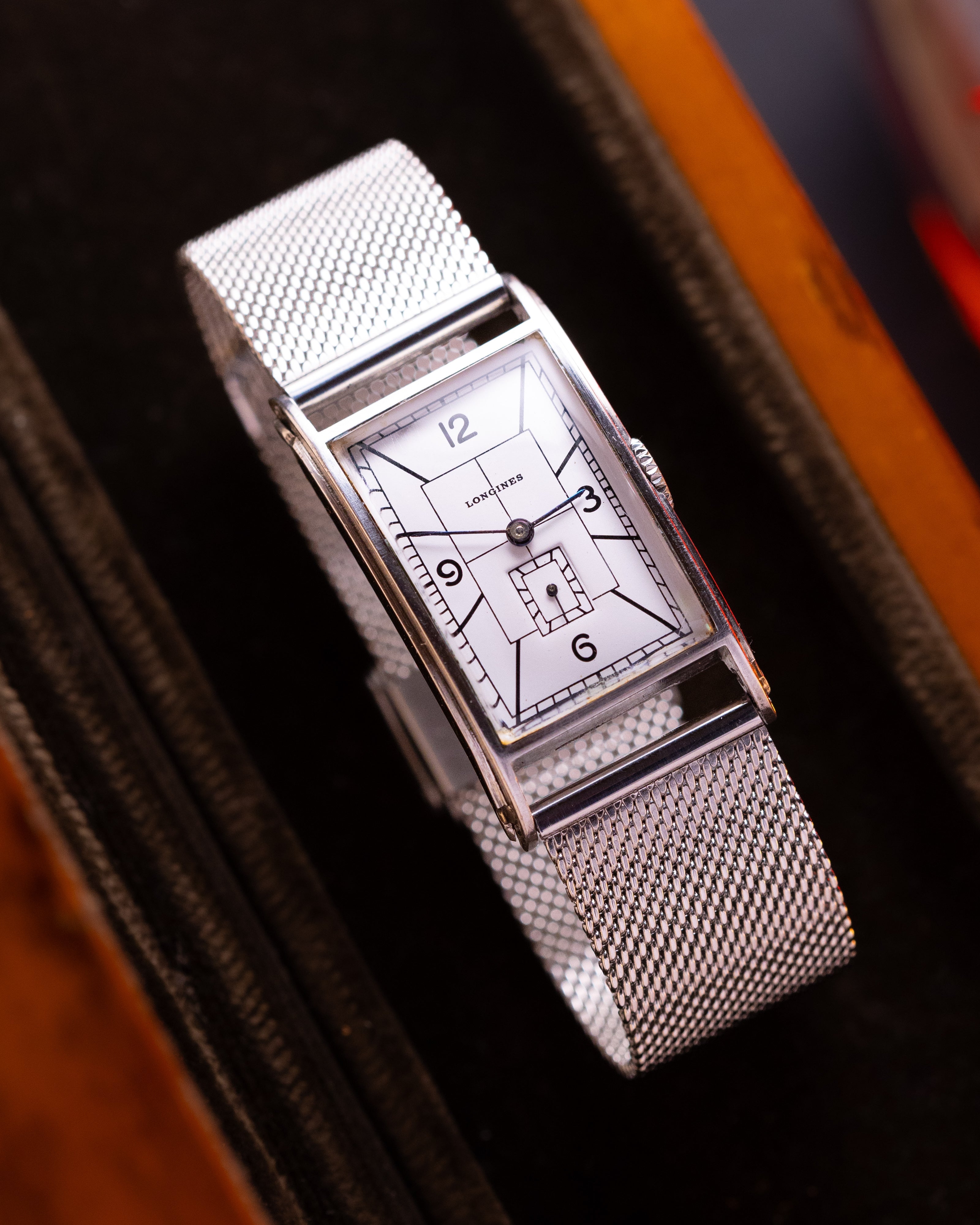 Vintage watch "Longines" Tank Sector dial, Art Deco from 1940s - VintageDuMarko