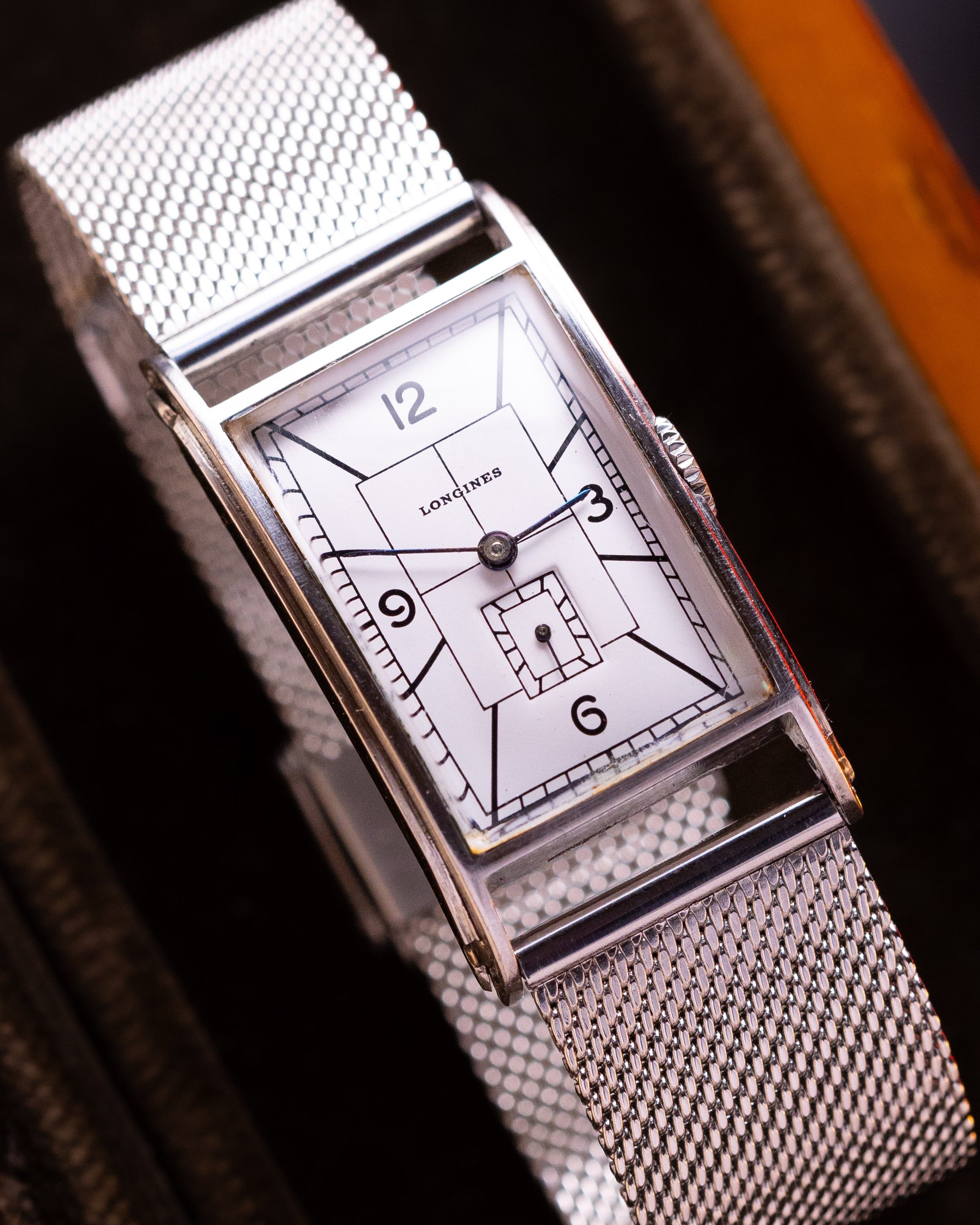 Vintage watch "Longines" Tank Sector dial, Art Deco from 1940s - VintageDuMarko