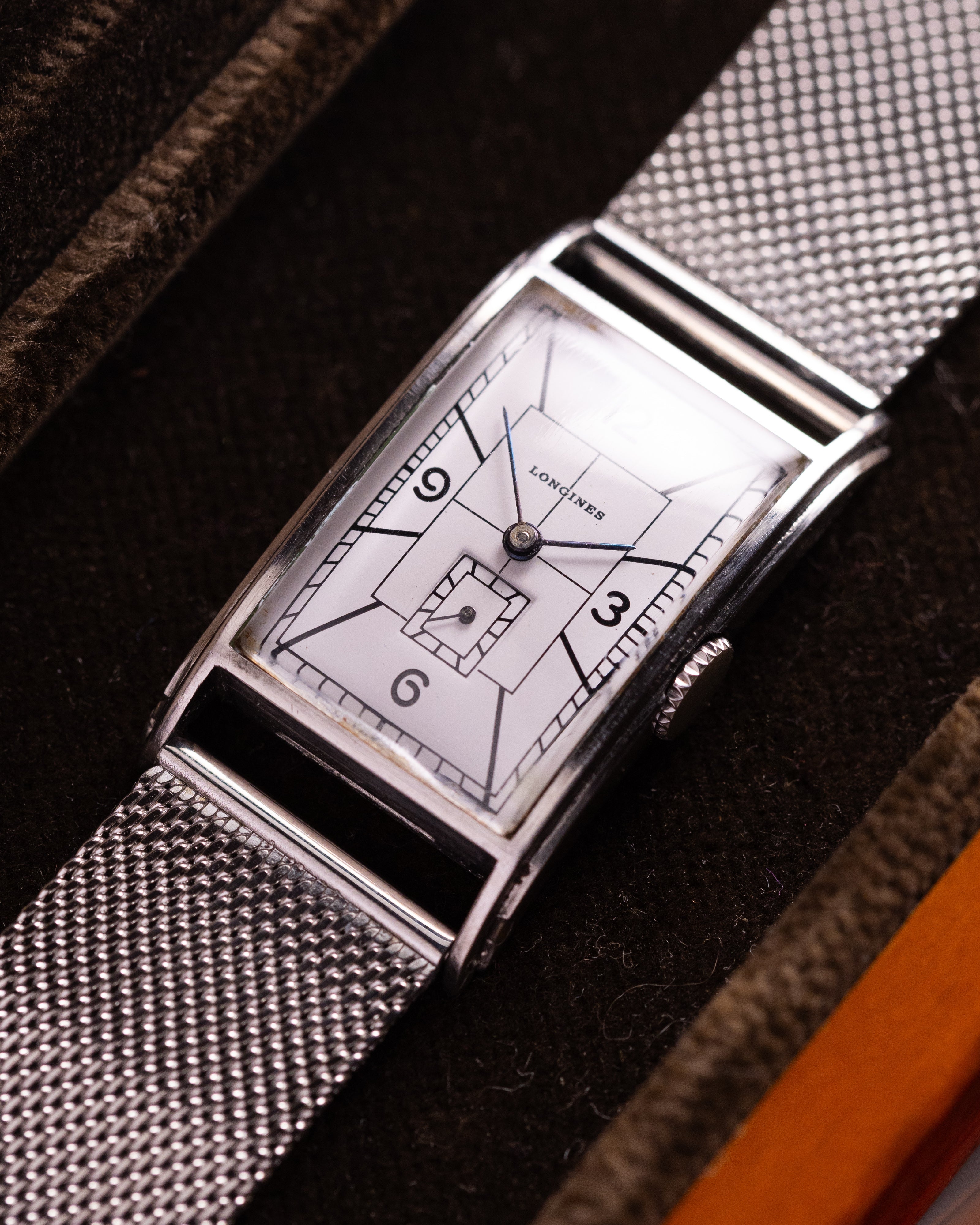 Vintage watch "Longines" Tank Sector dial, Art Deco from 1940s - VintageDuMarko