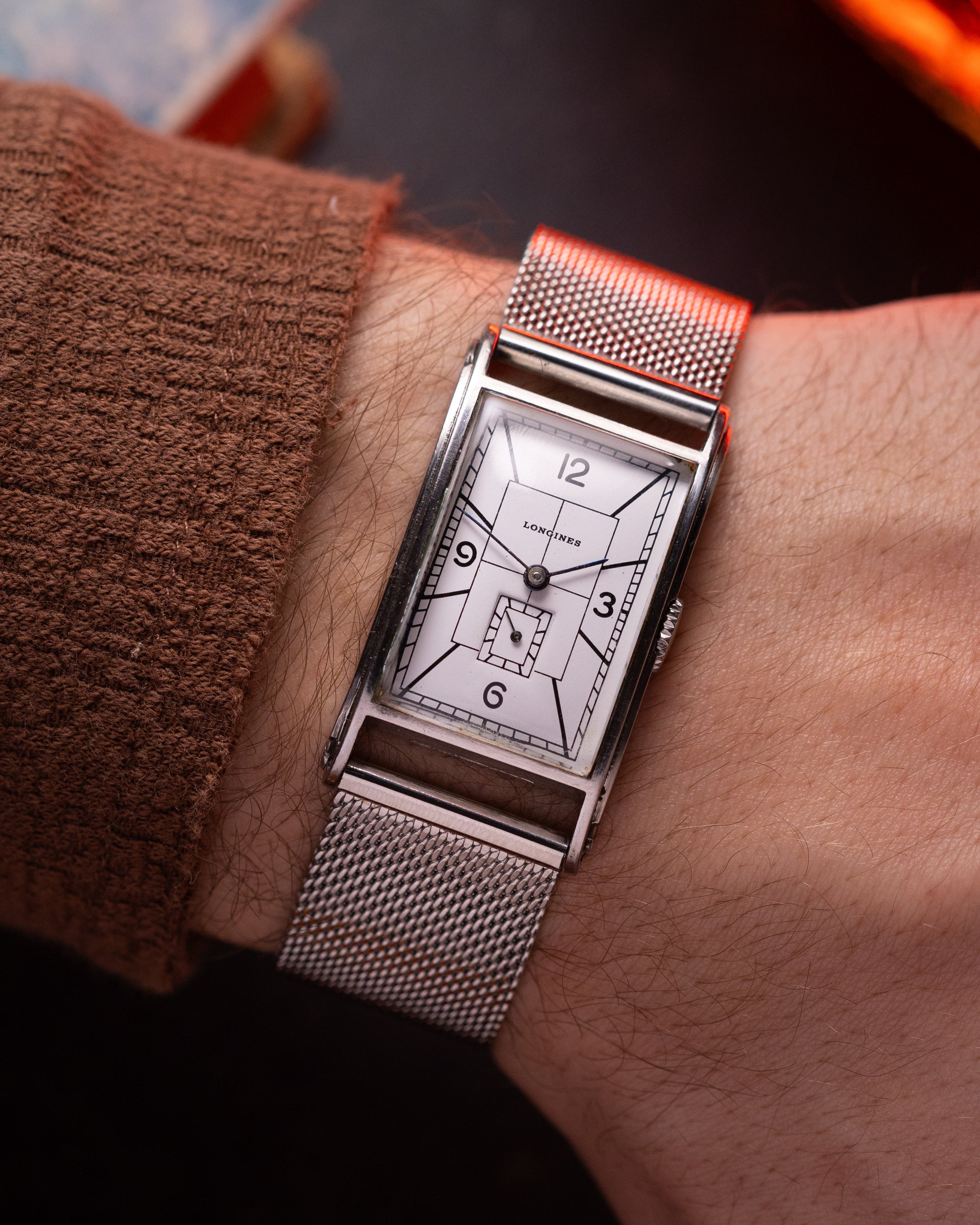 Vintage watch "Longines" Tank Sector dial, Art Deco from 1940s - VintageDuMarko