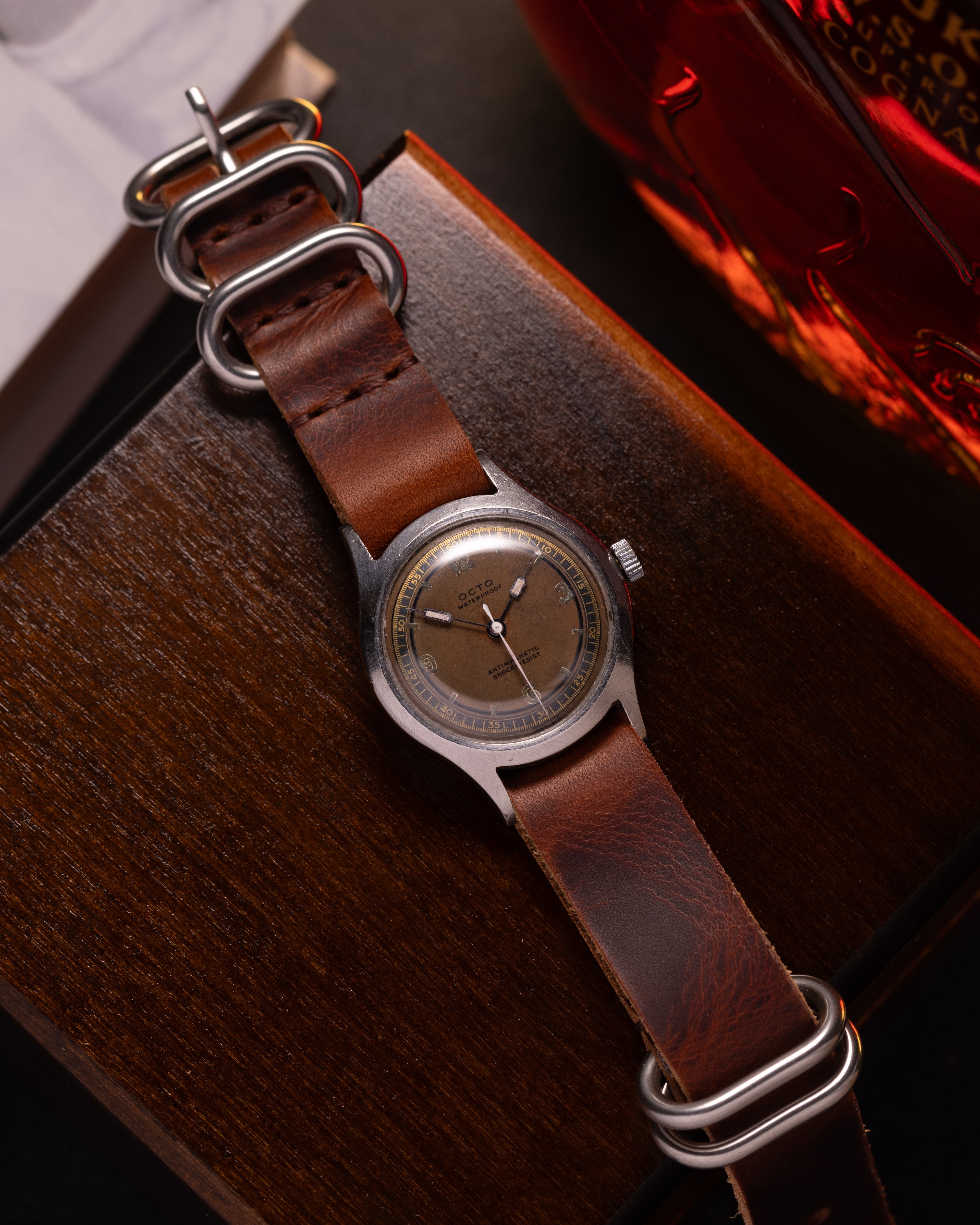 Vintage watch "Octo" with brown dial, Original military watch - VintageDuMarko