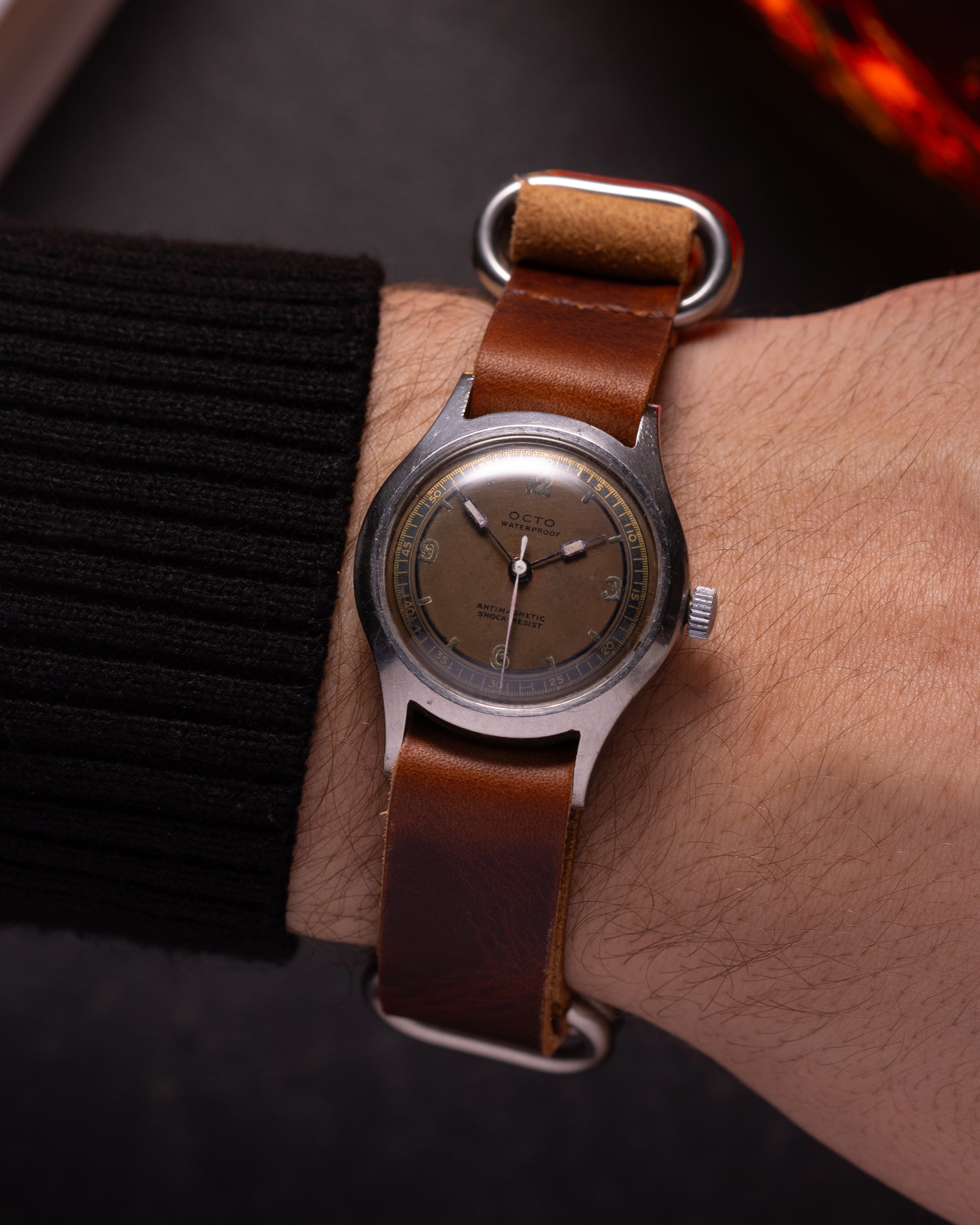 Vintage watch "Octo" with brown dial, Original military watch - VintageDuMarko