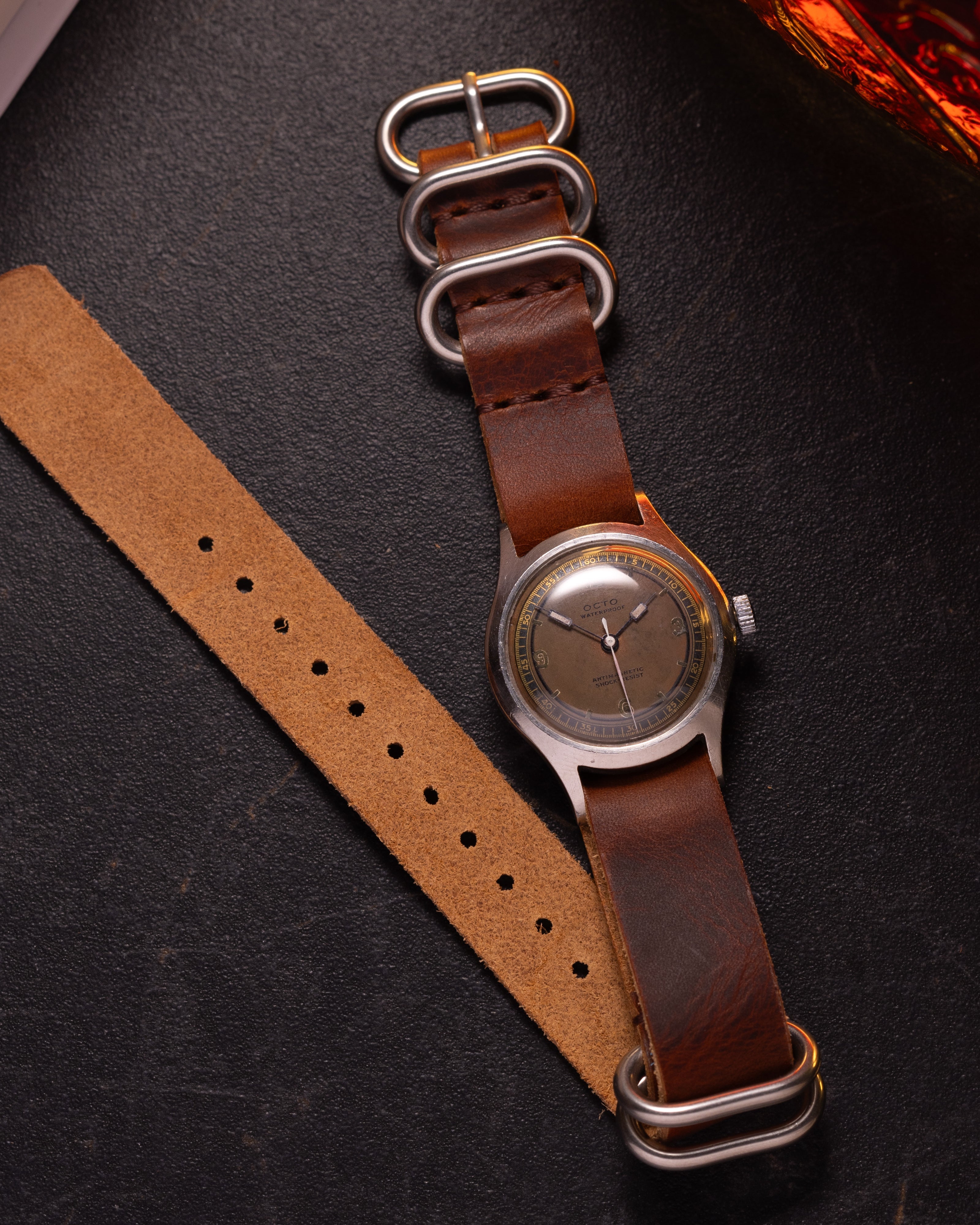 Vintage watch "Octo" with brown dial, Original military watch - VintageDuMarko
