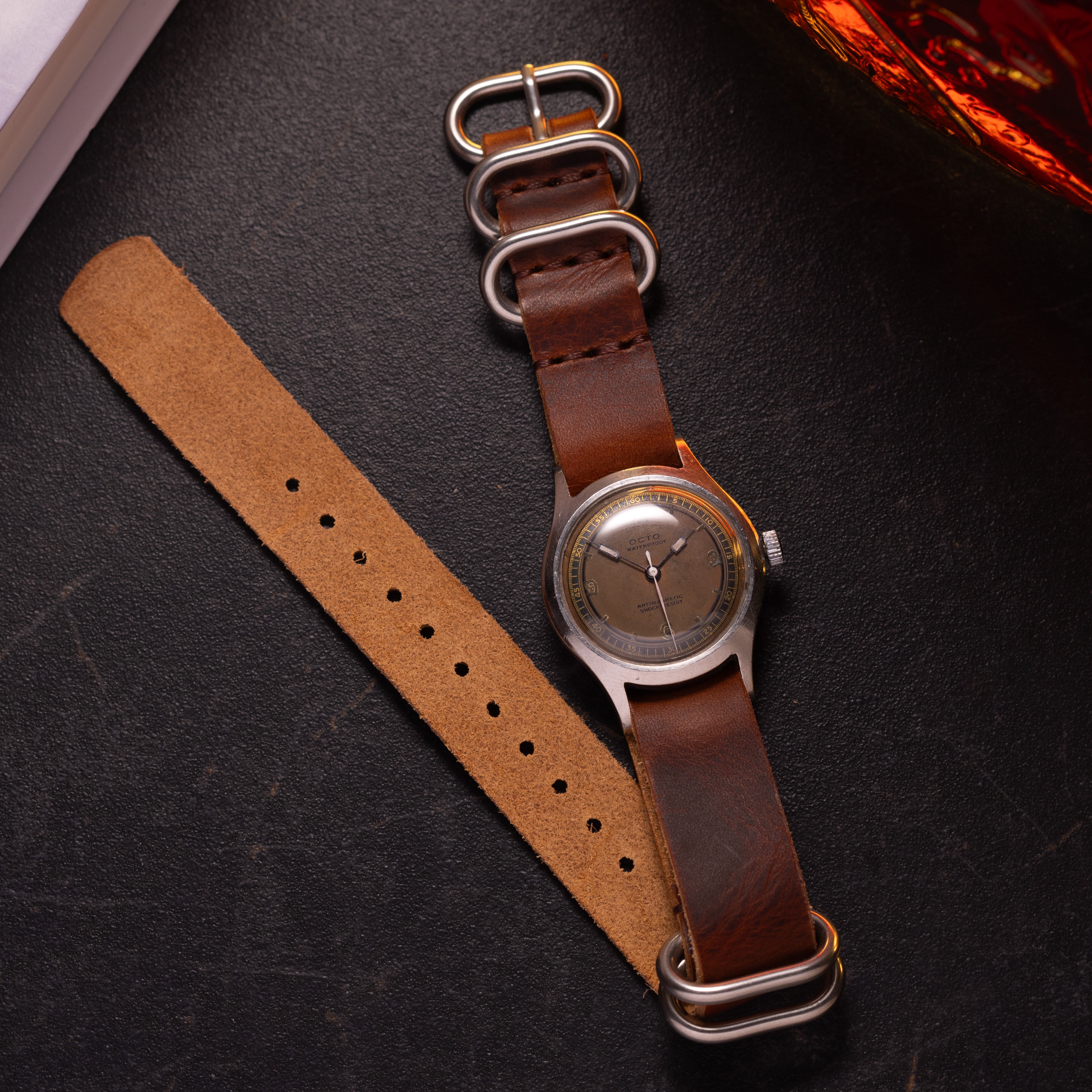 Vintage watch "Octo" with brown dial, Original military watch - VintageDuMarko