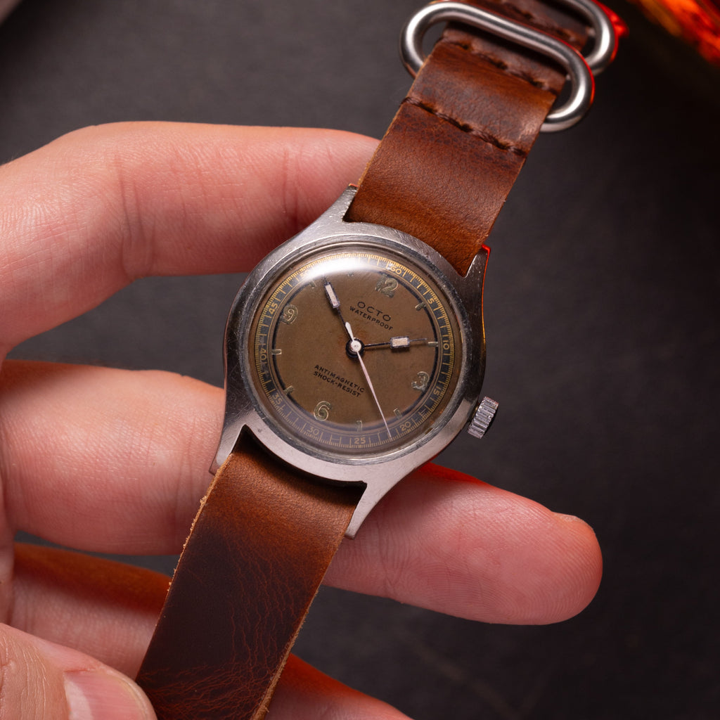 Vintage watch "Octo" with brown dial, Original military watch - VintageDuMarko