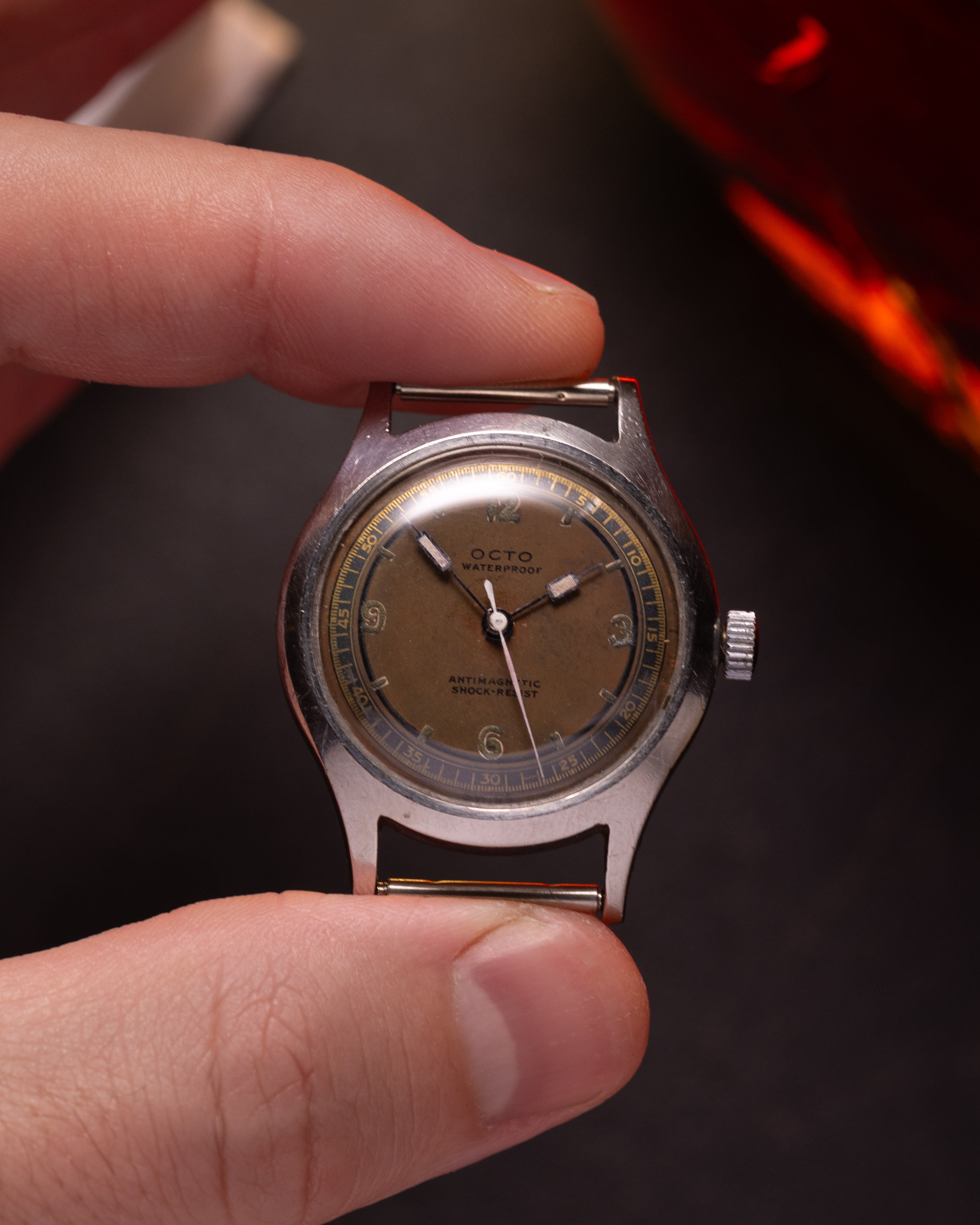 Vintage watch "Octo" with brown dial, Original military watch - VintageDuMarko