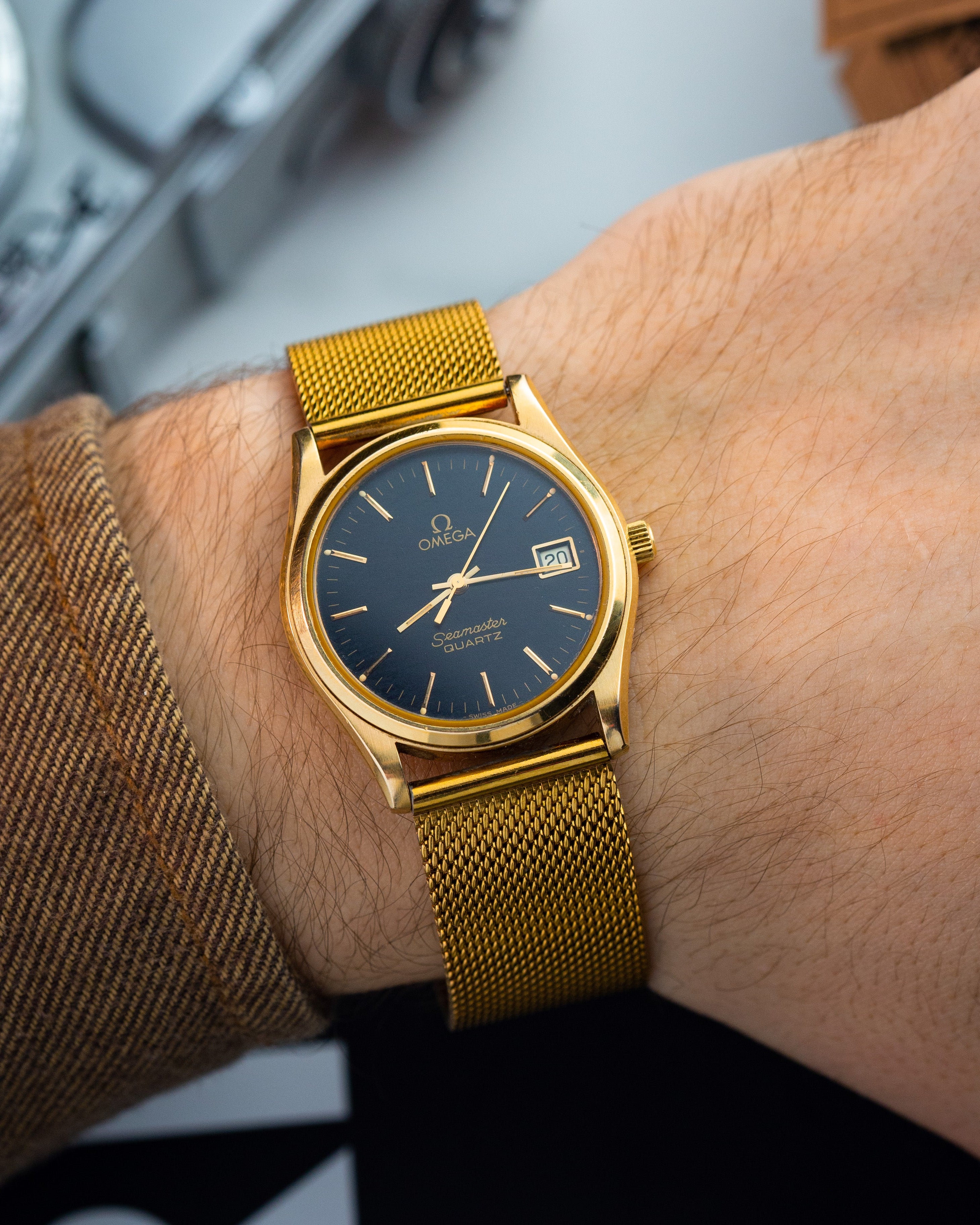 Vintage Watch "Omega Seamaster Quartz", Original Swiss Watch with Gold Plated Case - VintageDuMarko