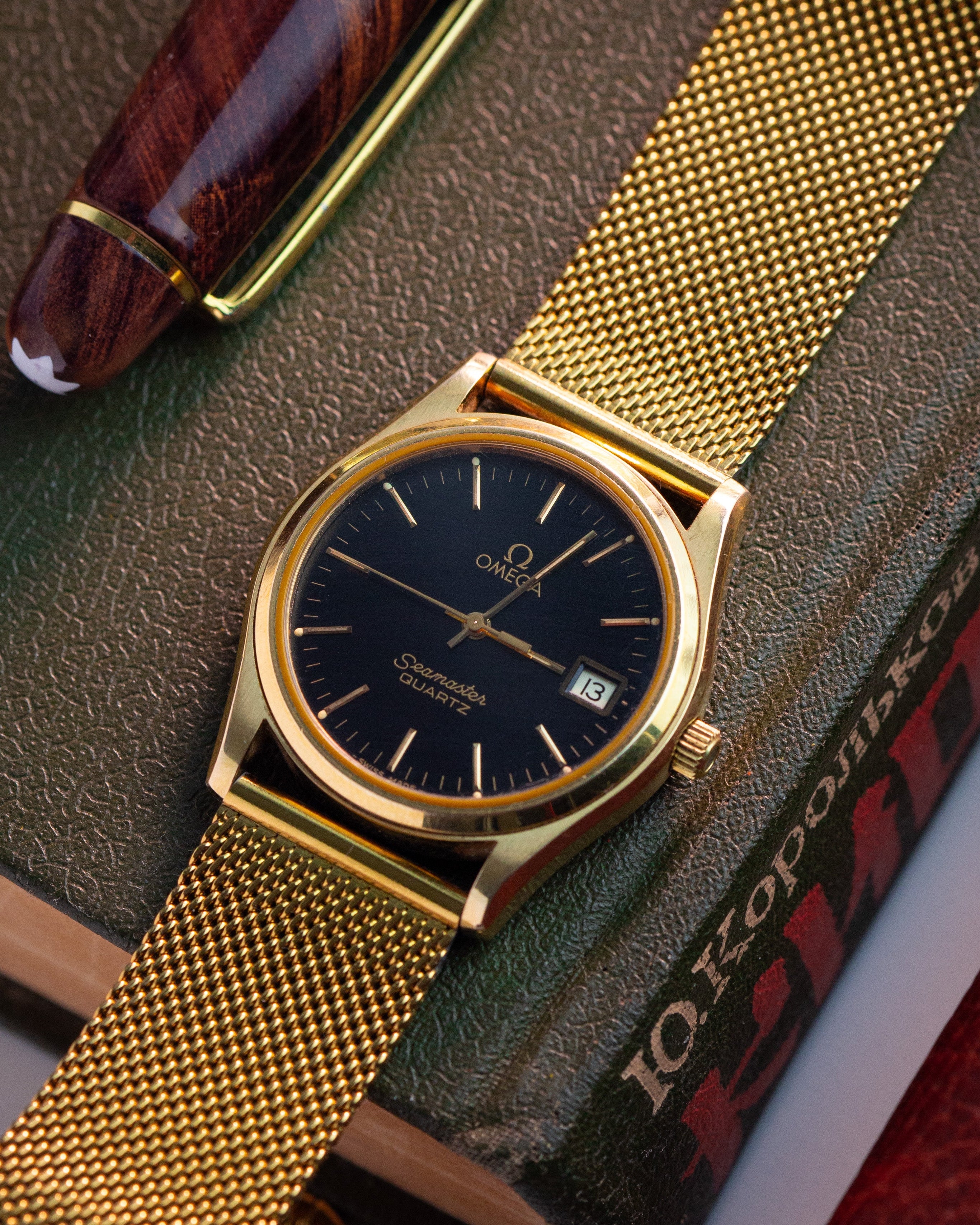 Vintage Watch "Omega Seamaster Quartz", Original Swiss Watch with Gold Plated Case - VintageDuMarko
