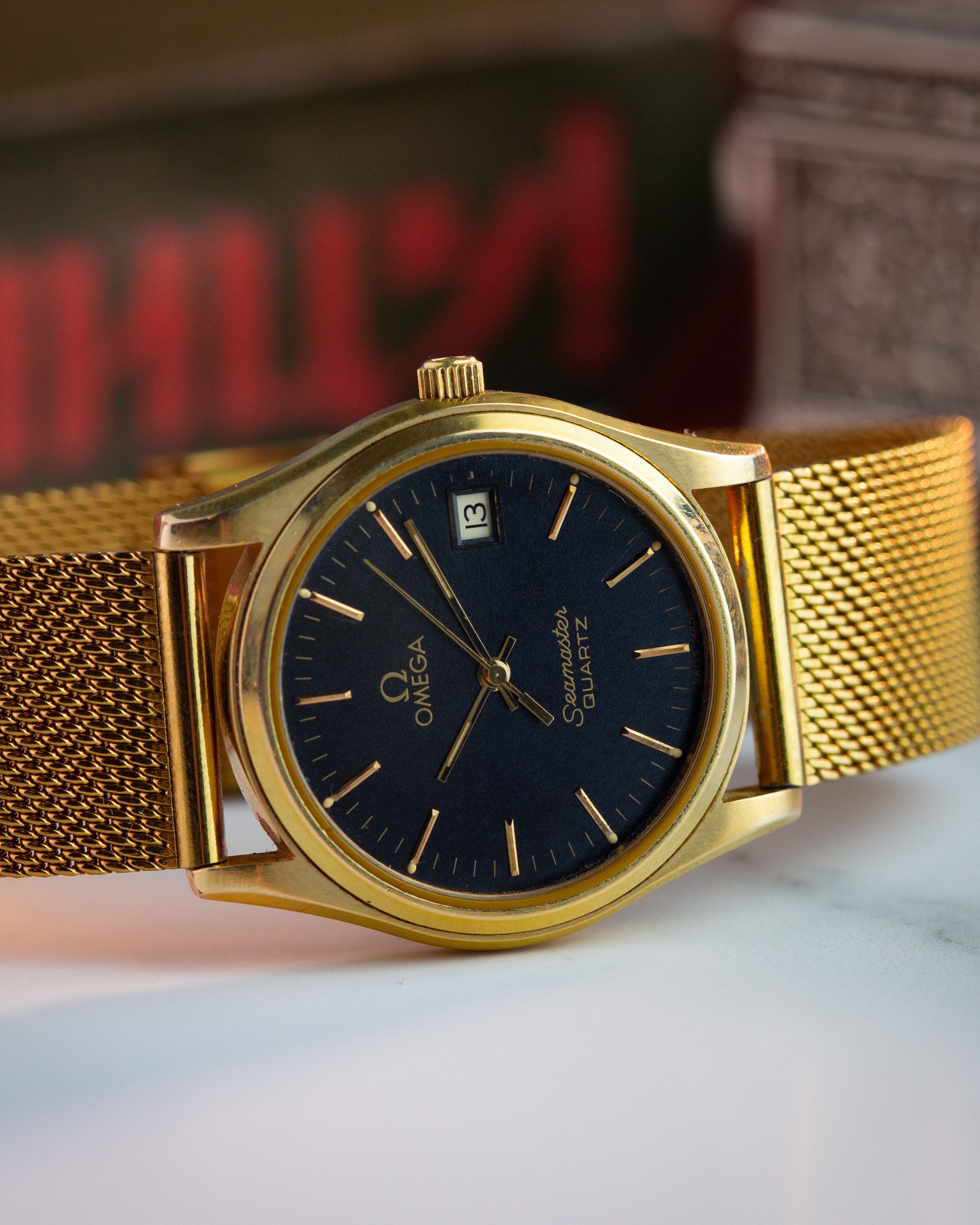 Vintage Watch "Omega Seamaster Quartz", Original Swiss Watch with Gold Plated Case - VintageDuMarko