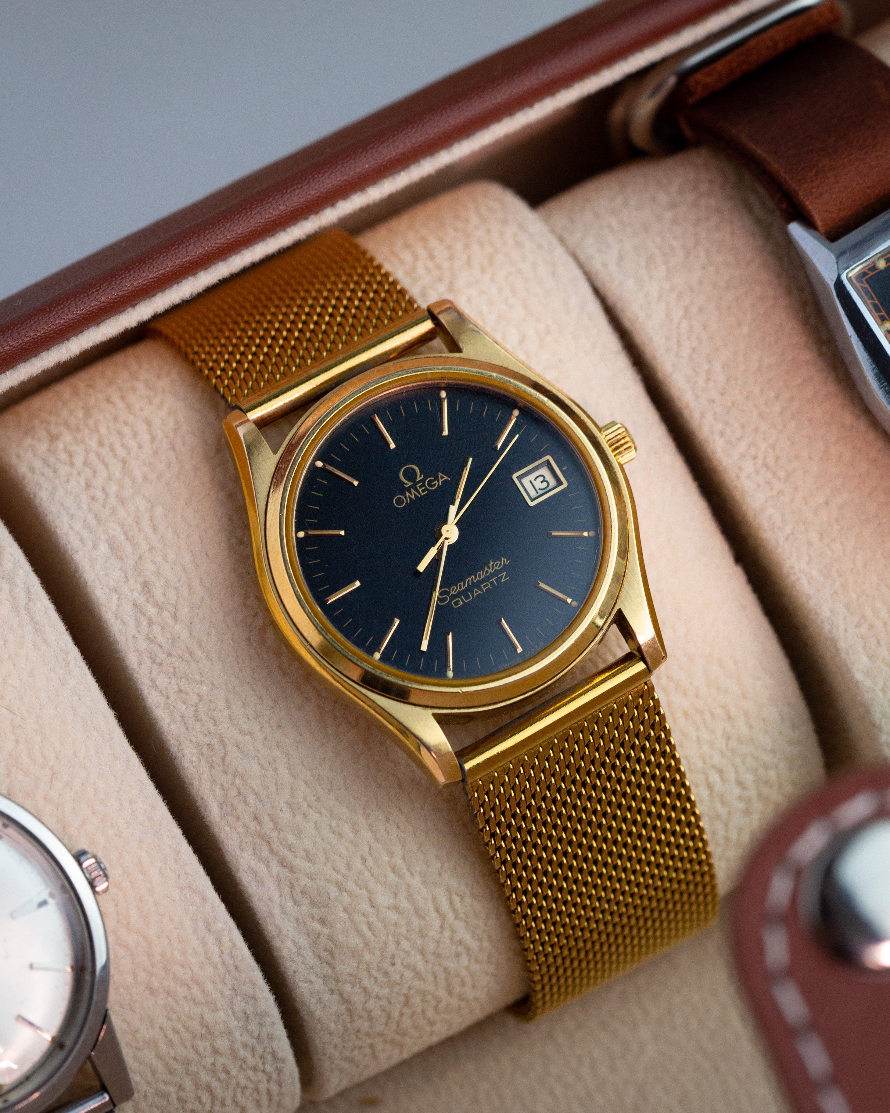 Vintage Watch "Omega Seamaster Quartz", Original Swiss Watch with Gold Plated Case - VintageDuMarko