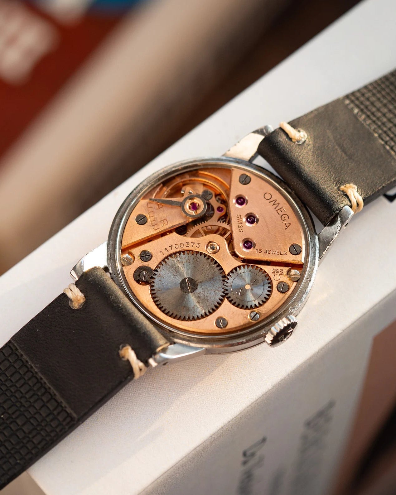 Vintage Watch "Omega" with Black Dial, Rare Swiss Watch - VintageDuMarko