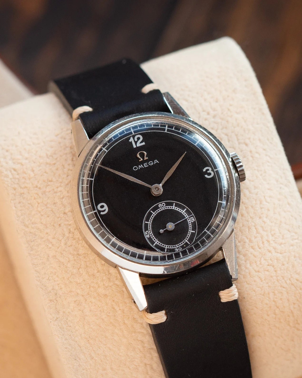 Vintage Watch "Omega" with Black Dial, Rare Swiss Watch - VintageDuMarko