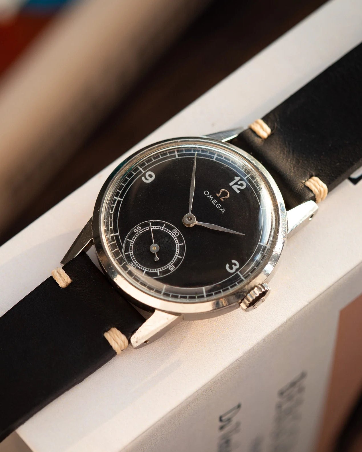 Vintage Watch "Omega" with Black Dial, Rare Swiss Watch - VintageDuMarko