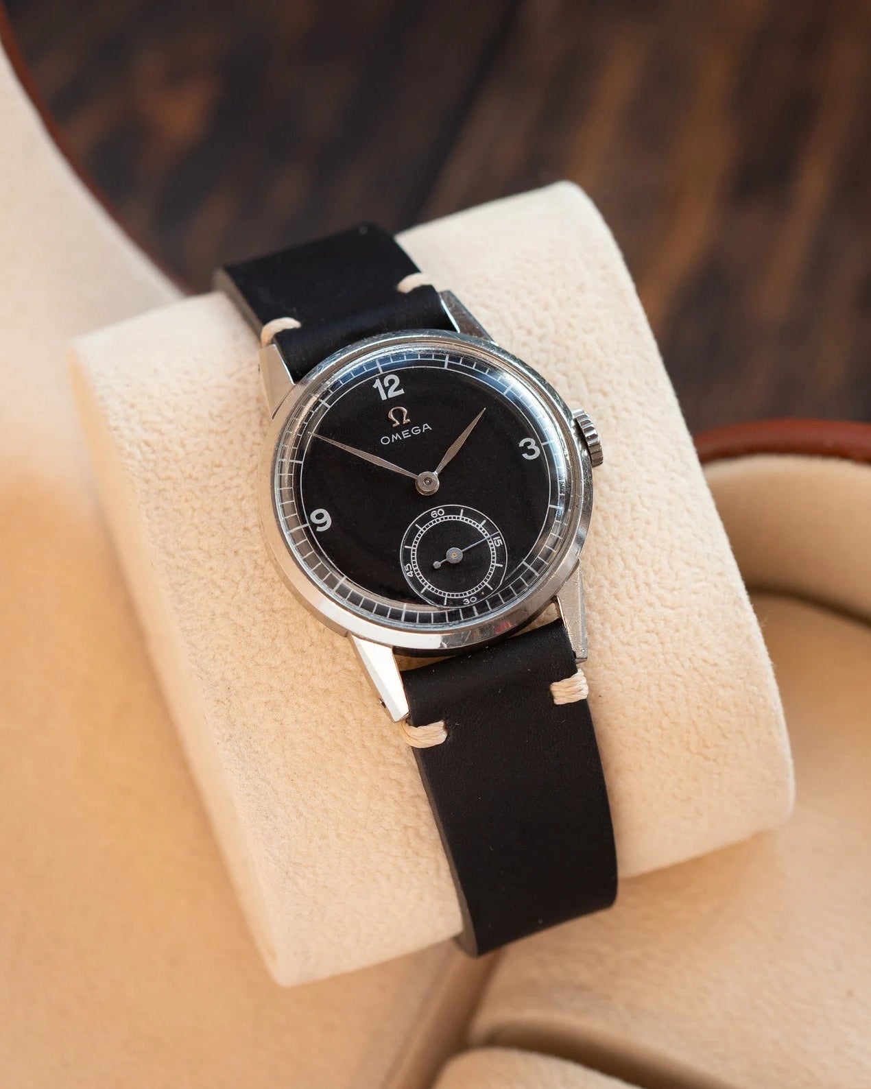 Vintage Watch "Omega" with Black Dial, Rare Swiss Watch - VintageDuMarko