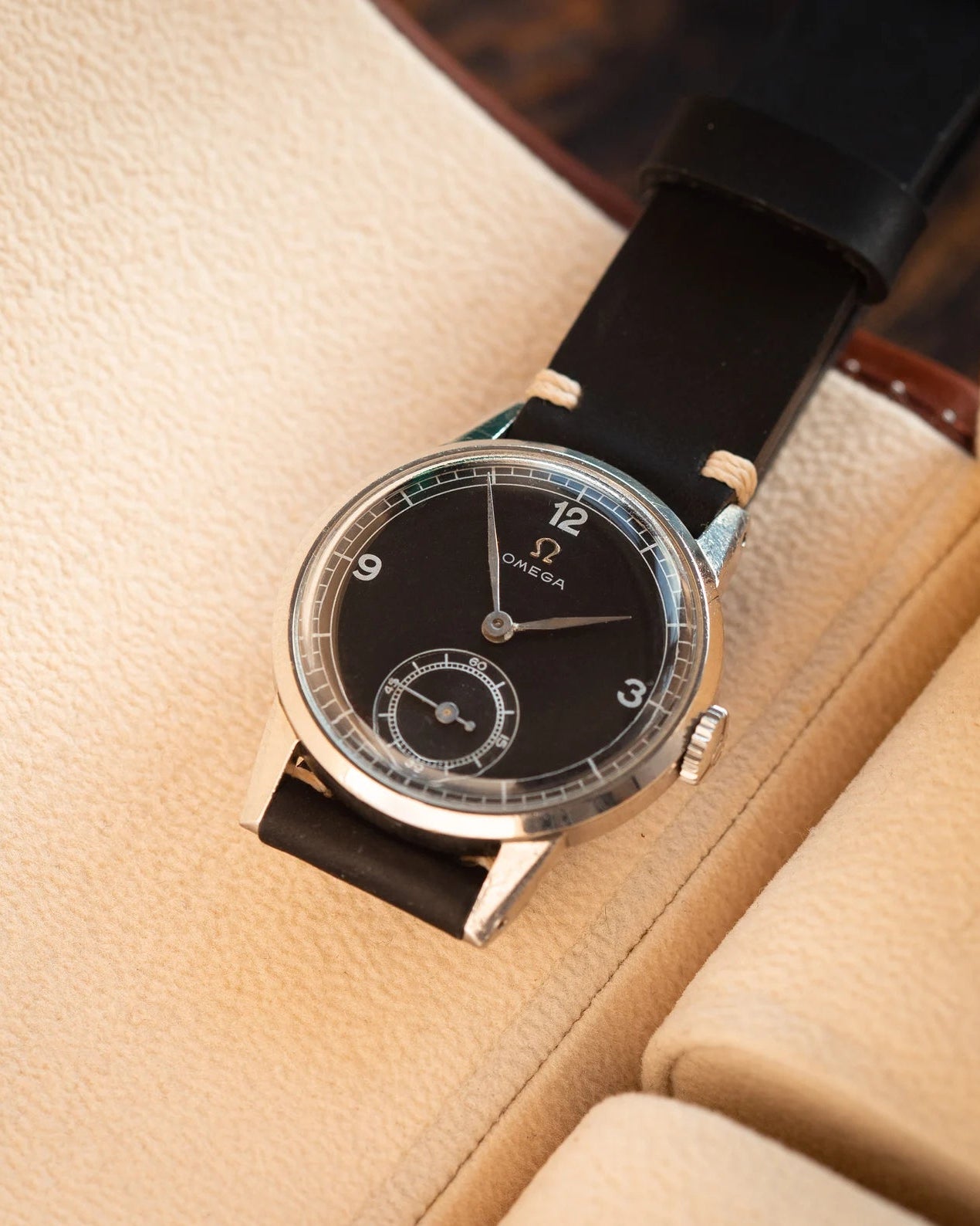 Vintage Watch "Omega" with Black Dial, Rare Swiss Watch - VintageDuMarko