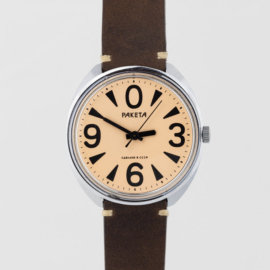 Vintage Watch «Raketa Big Zero Salmon Dial Cal.2609» - Soviet Men's Wrist Watch - VintageDuMarko